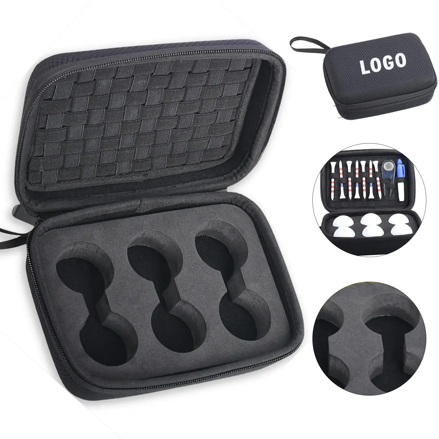 Golf Ball Storage Case 6 Balls Accessories Pockets 2
