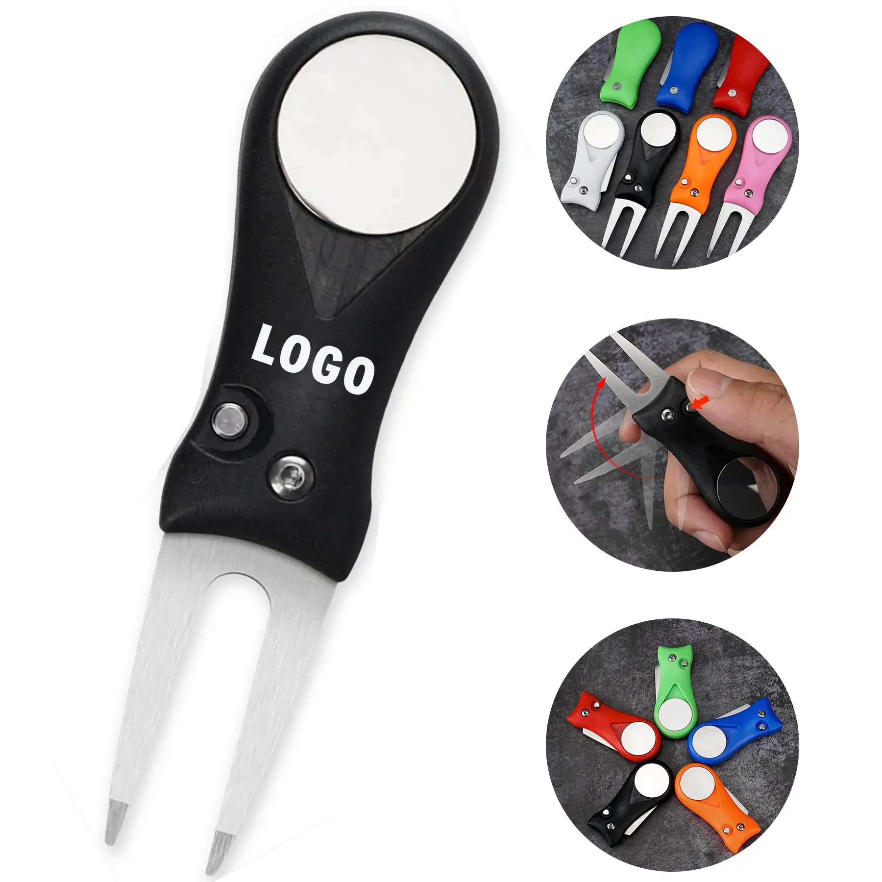 Folding Golf Divot Tool Magnetic Ball Marker 2