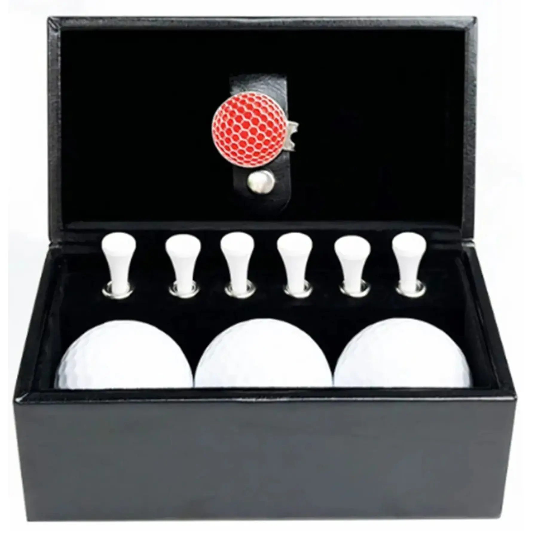Elite Golf Gift Collection Leather Box Balls Tees Repair Tool