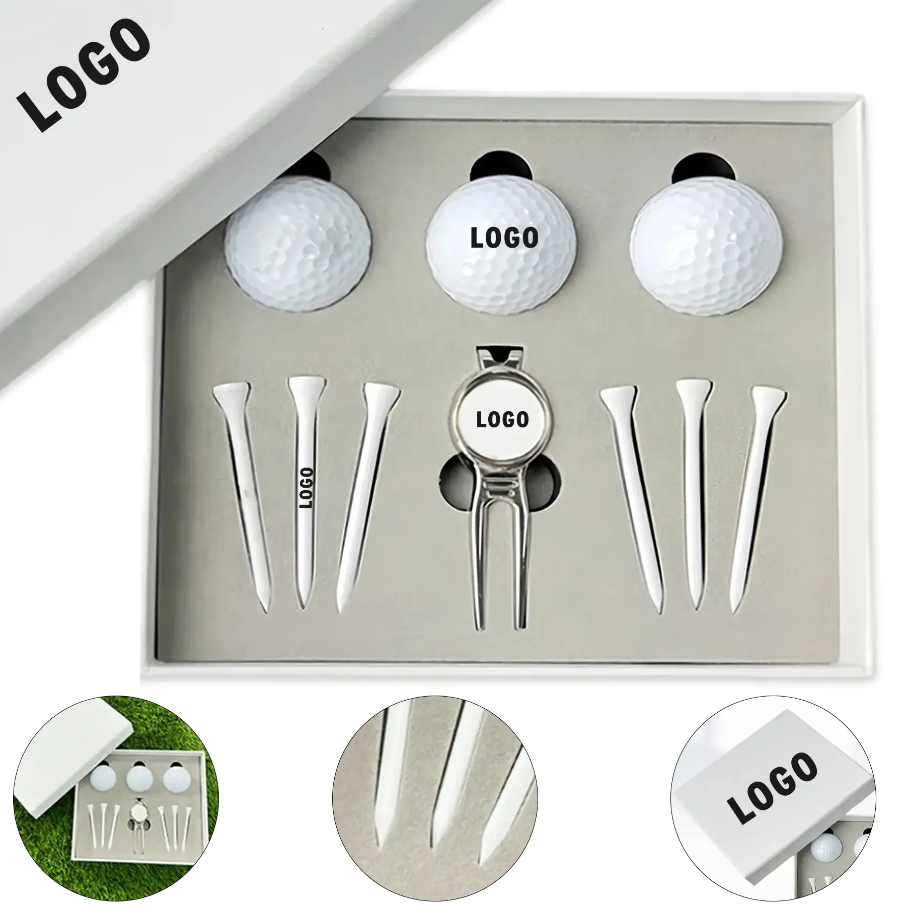Custom Golf Gift Set Balls Tees Divot Tool Marker 2