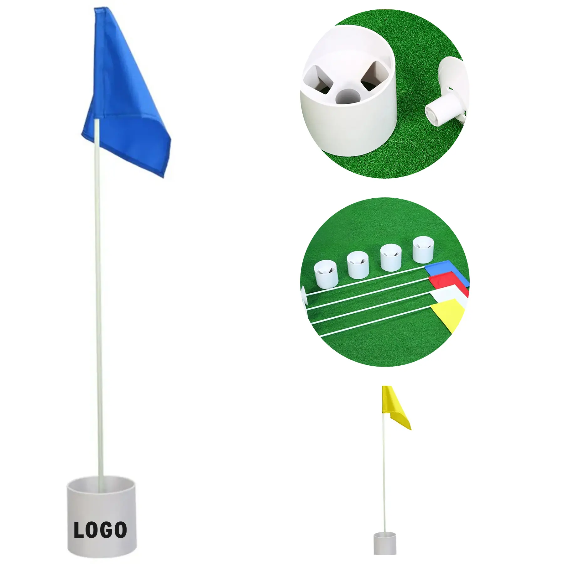 Golf Practice Green Hole Cup Flag Set 2