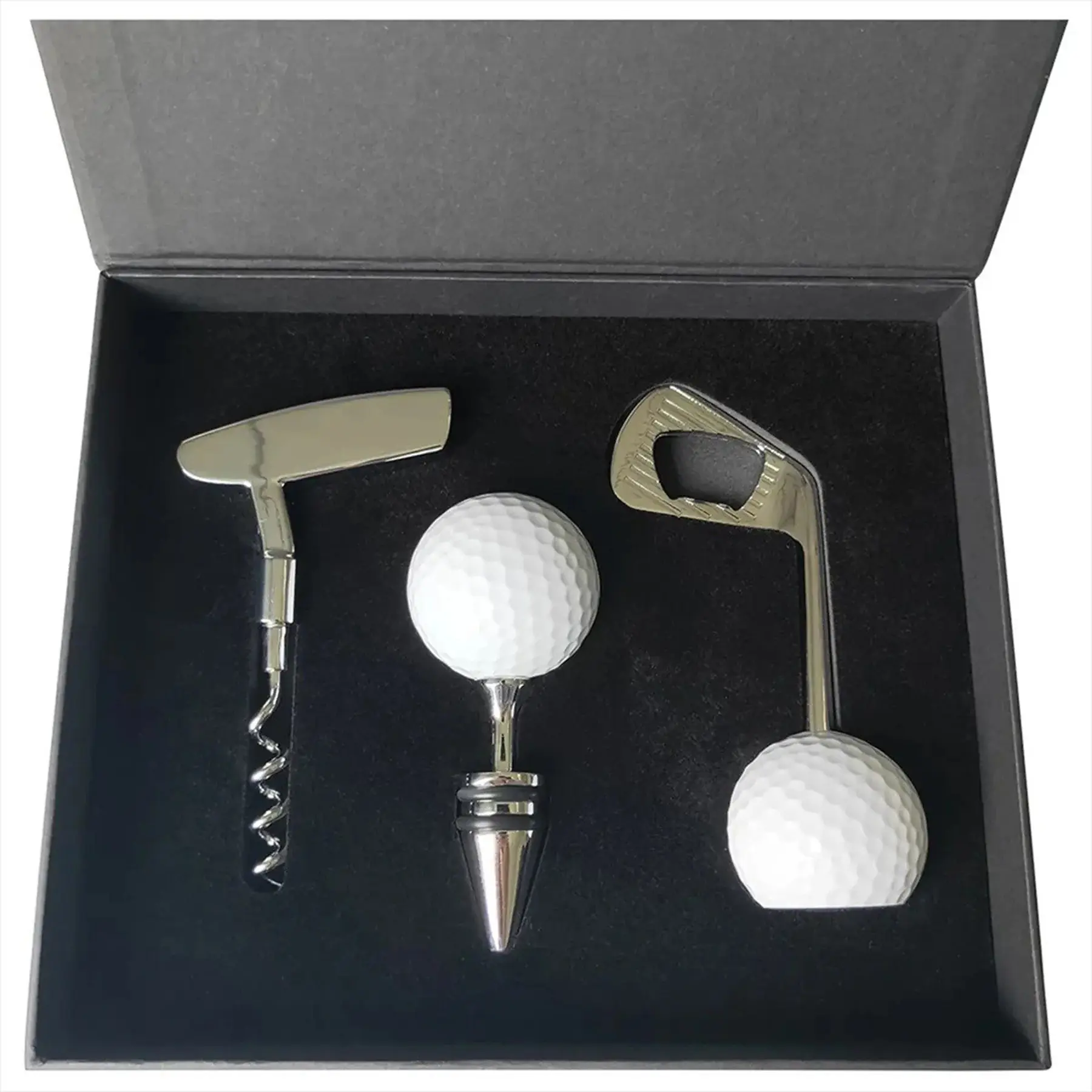 Golf Corkscrew Bottle Stopper Set Wine Accessory