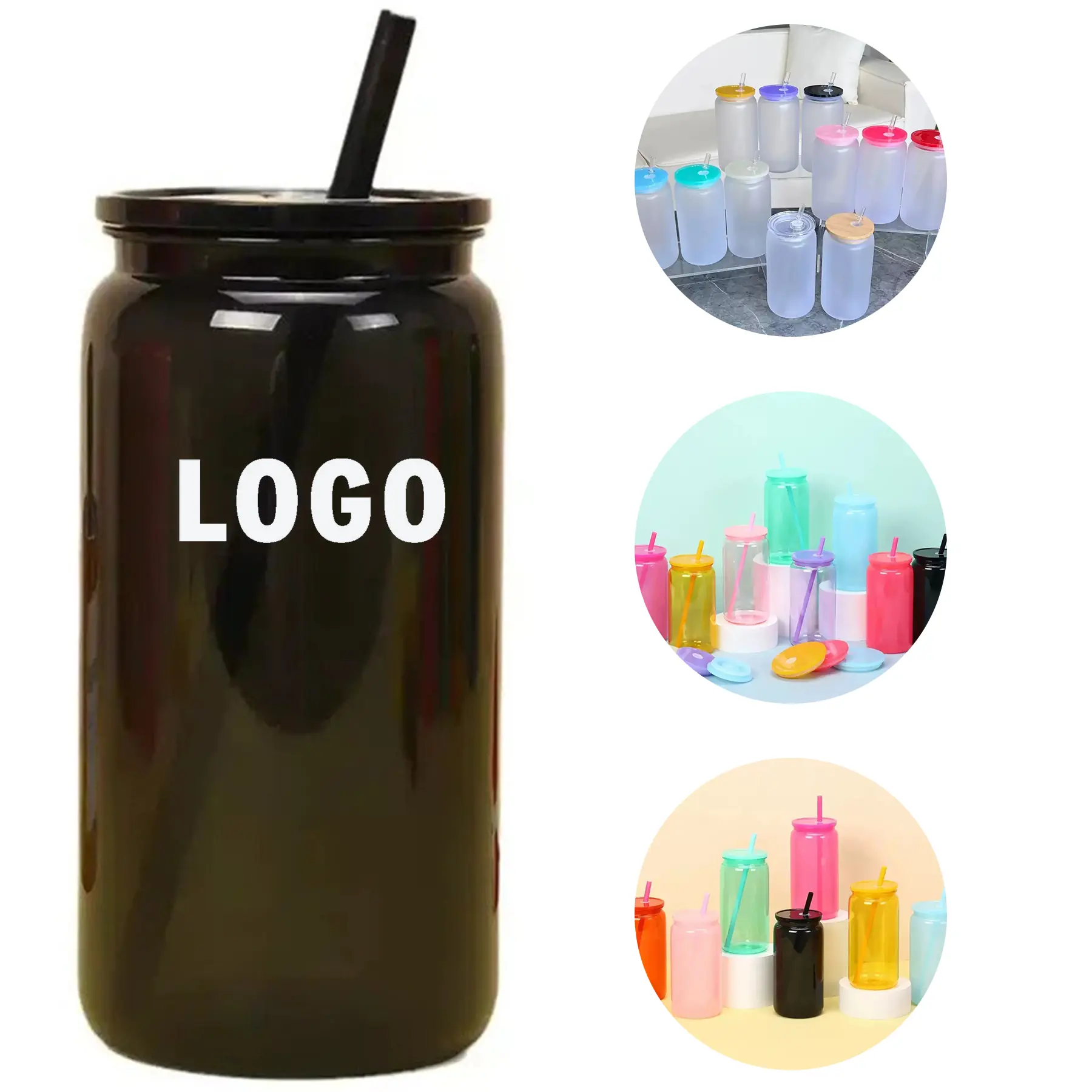 Colorful 16oz Acrylic Mason Jar Tumbler Straw 2