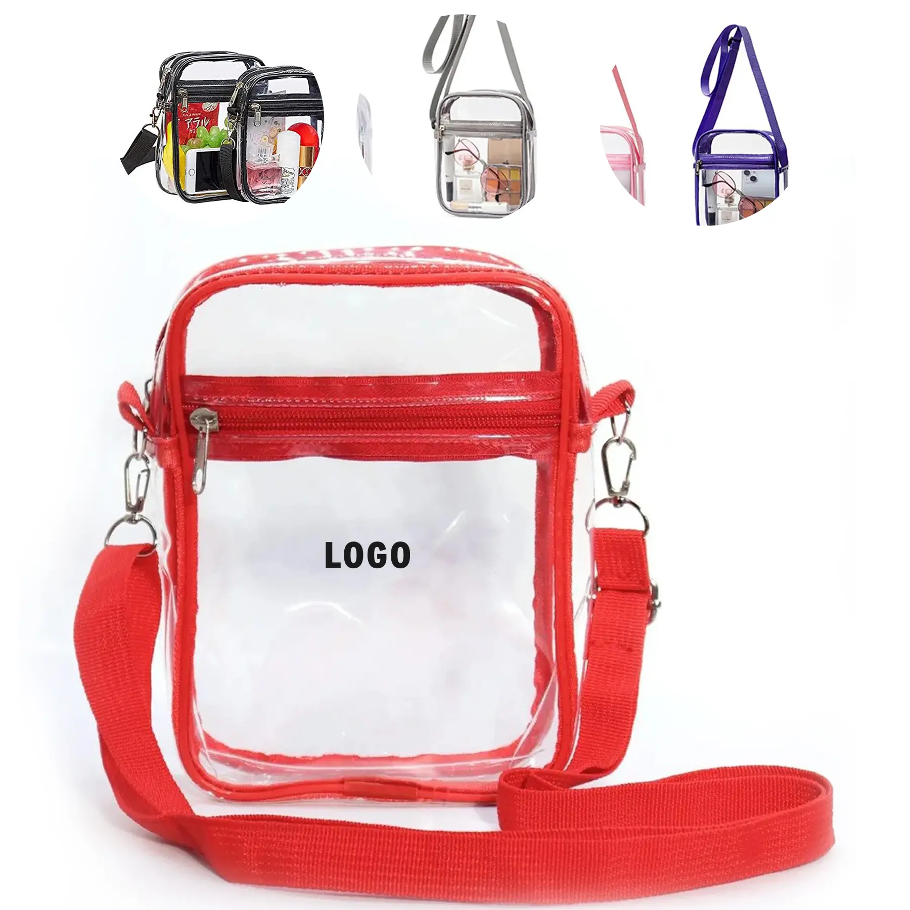 Clear PVC Crossbody Bag for Stadium Events Travel Shopping 2