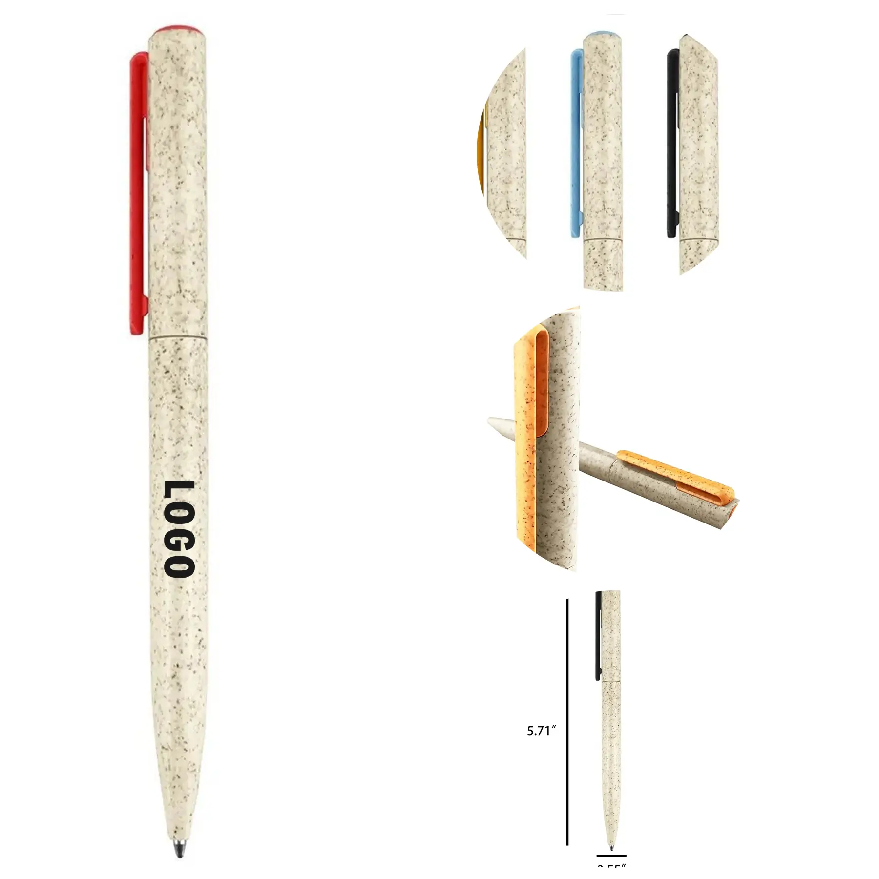 Eco Wheat Straw Ballpoint Pen Pocket Clip 2