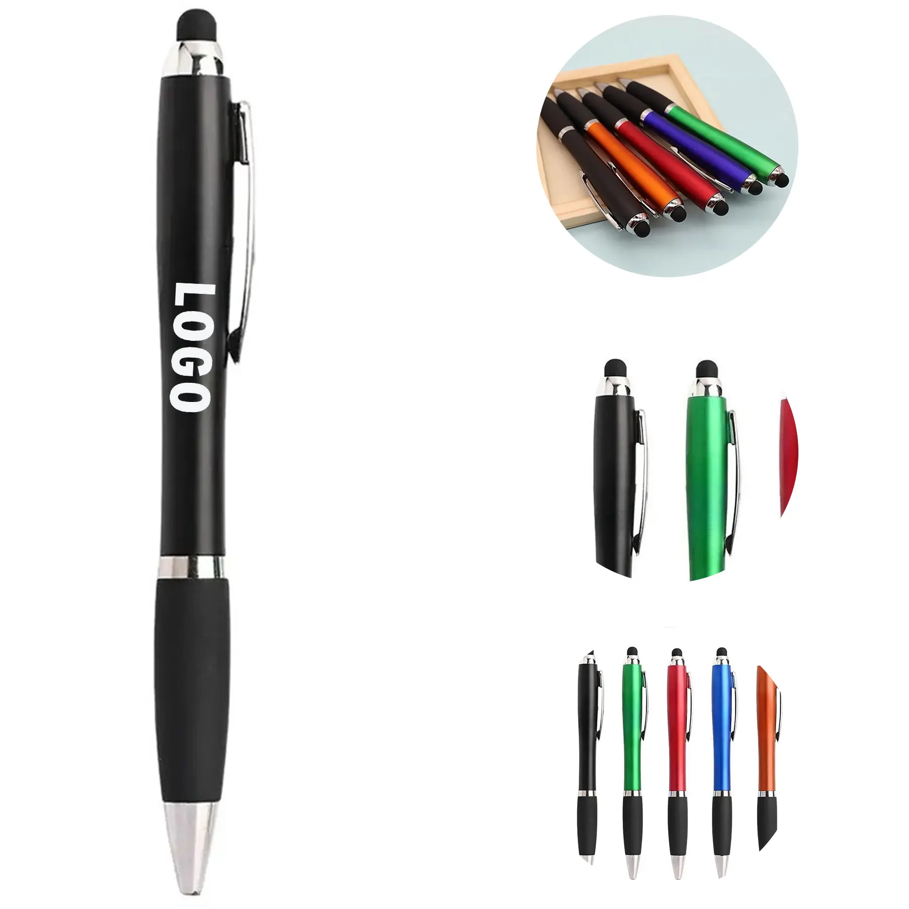 Custom Logo Multi Function Pen Stylus Ballpoint Flashlight 2