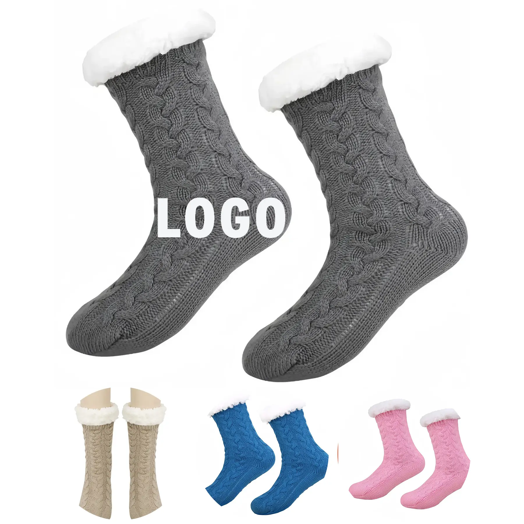 Cozy Winter Thick Grip Slipper Socks Unisex Soft 2