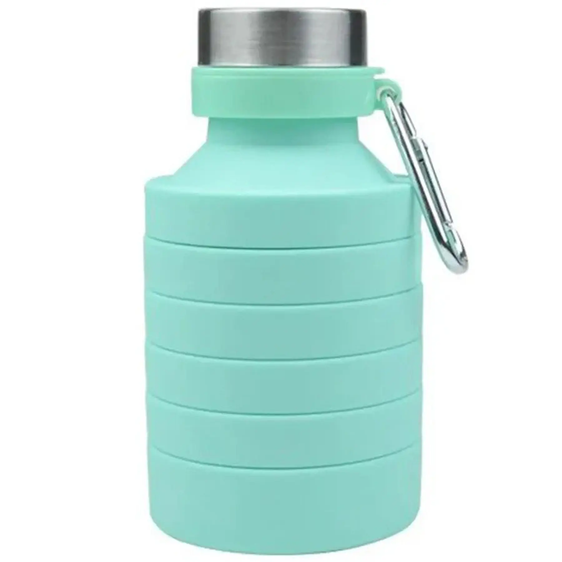 Portable Collapsible Silicone Water Bottle for Outdoor Travel Sports Leakproof with Carabiner Clip