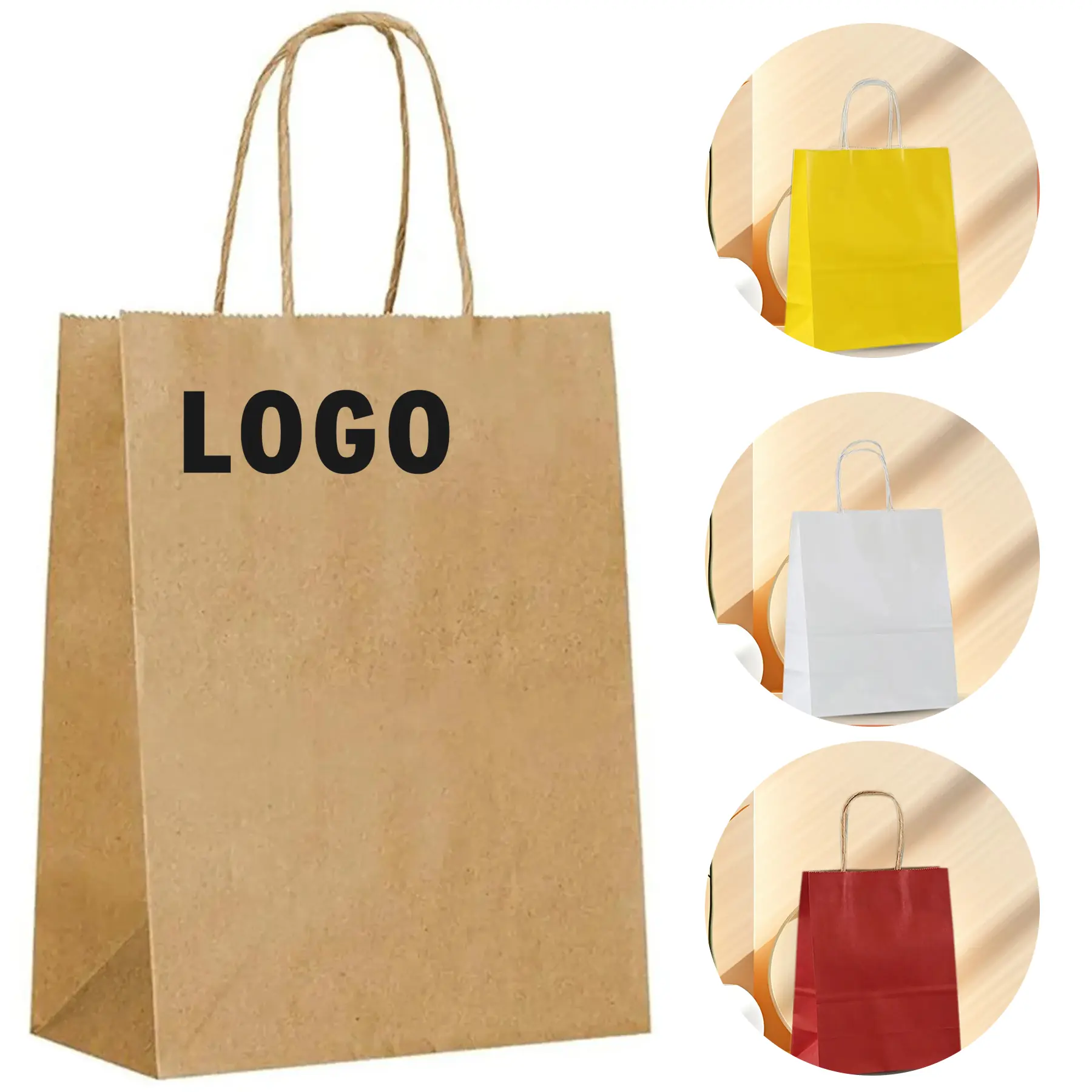 Wholesale Custom Kraft Paper Gift Bags Handles 2