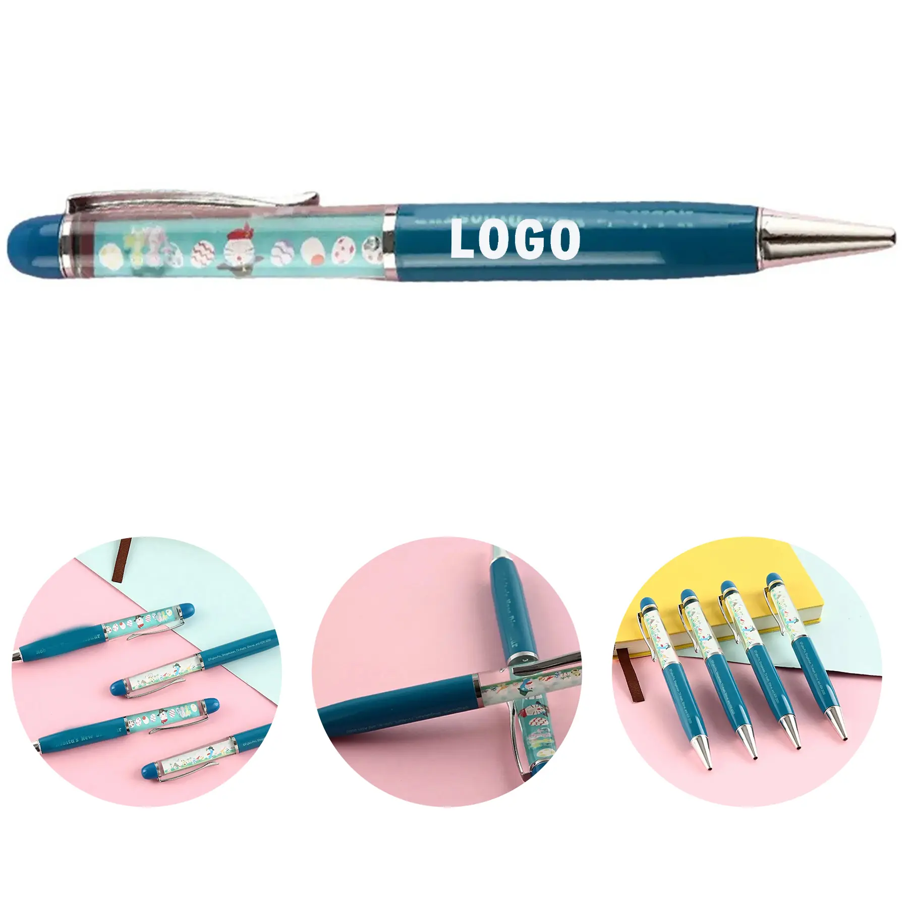 Oil Filled Liquid Swirl Metal Ballpoint Pen DIY Rotating Design 2