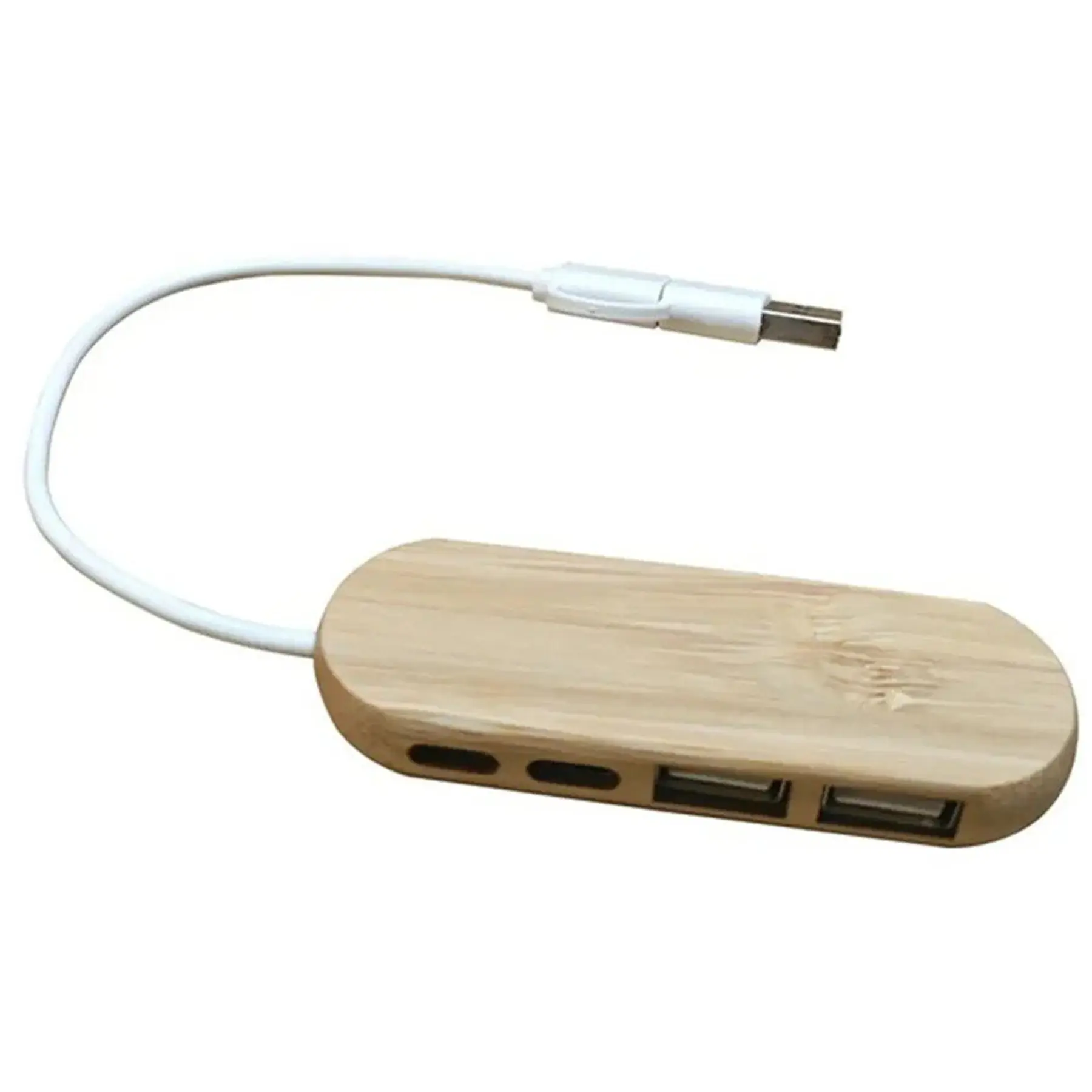 Bamboo USB Hub Splitter 4 Ports Charging Station