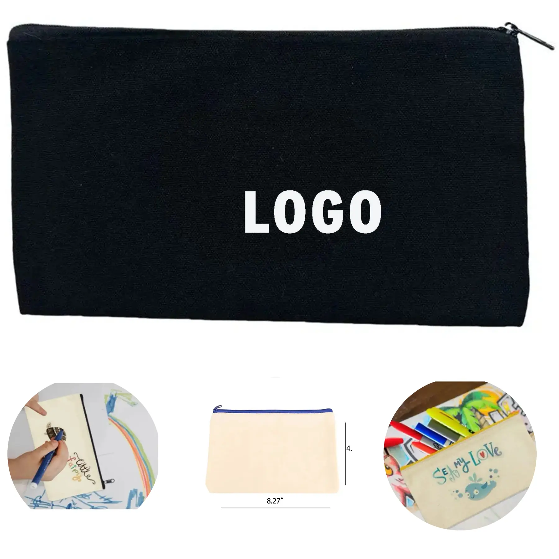 Blank Canvas Custom Cosmetic Pencil Pouch for DIY Art 2
