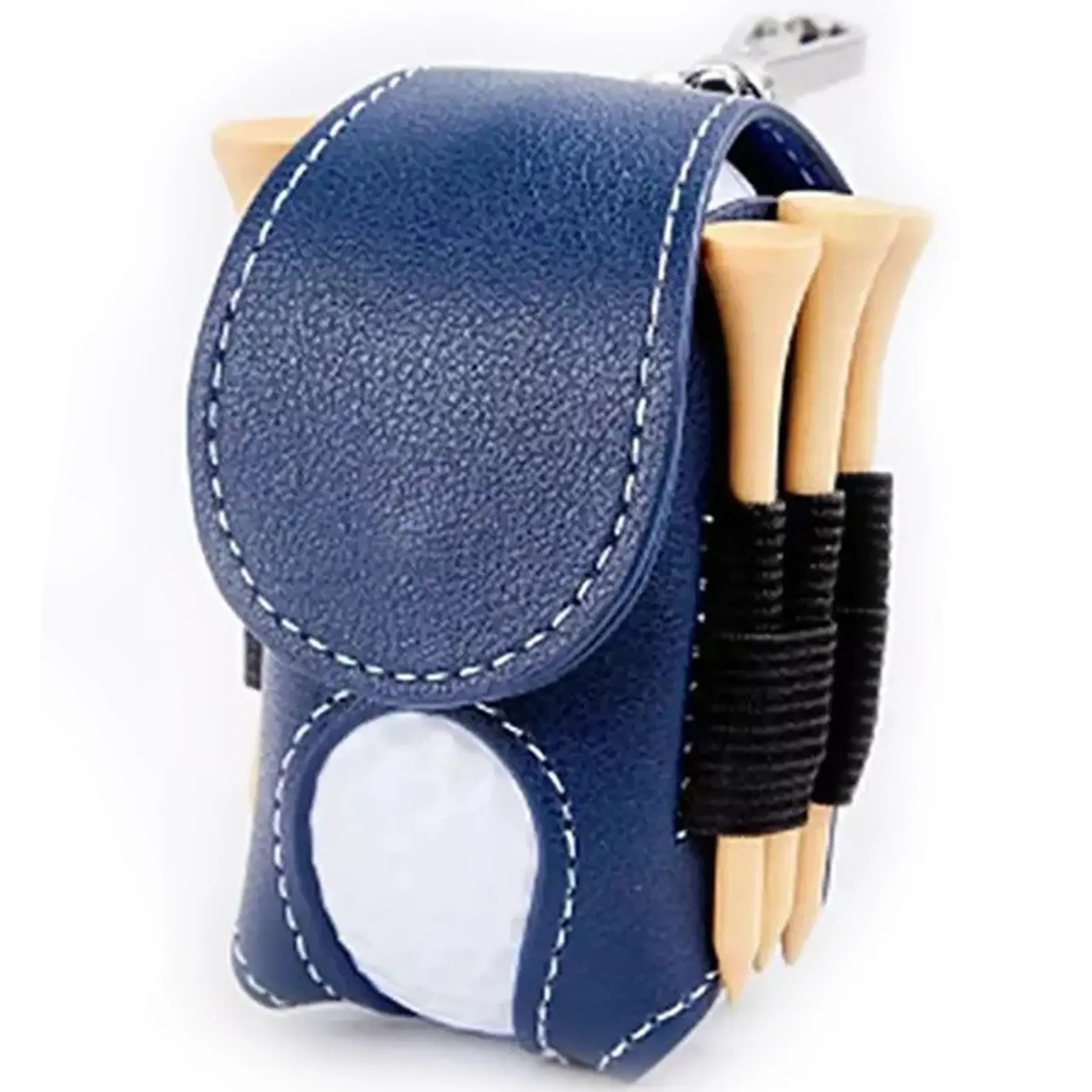 Leather Golf Ball Waist Bag Magnetic Snap Carabiner