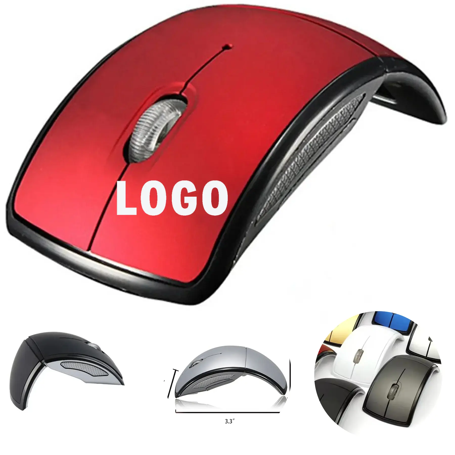 Compact Wireless Folding Mouse Ergonomic Curved Design USB Receiver Gift 2