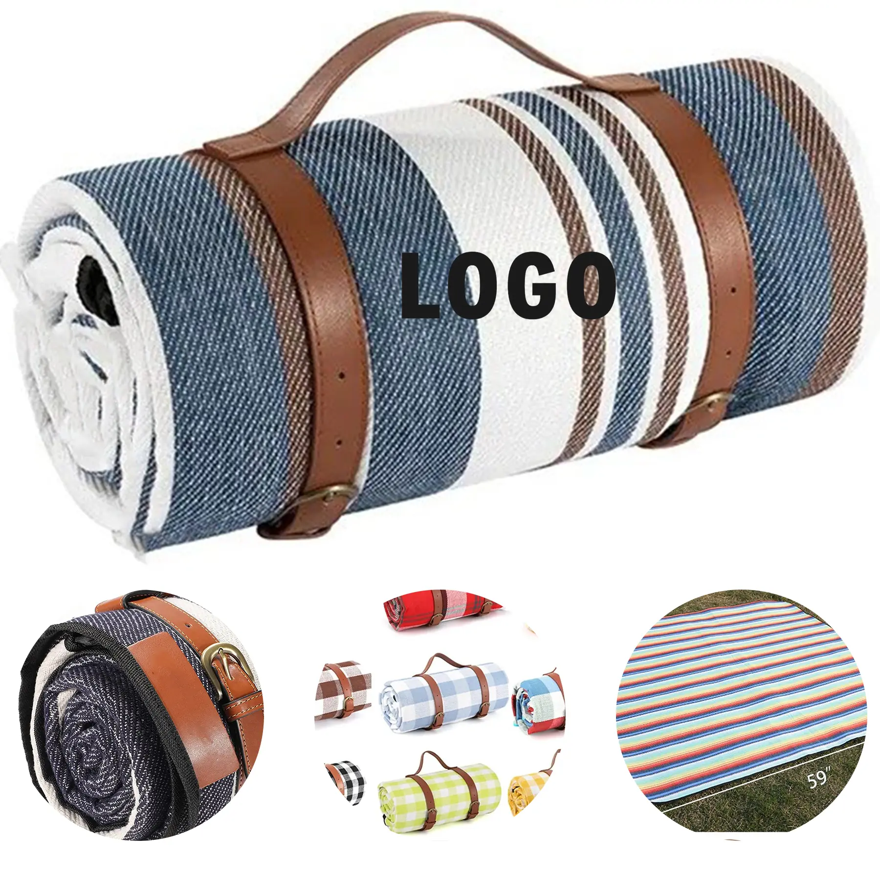 Outdoor Picnic Mat Waterproof Sandproof Foam Padding Adjustable Strap 2
