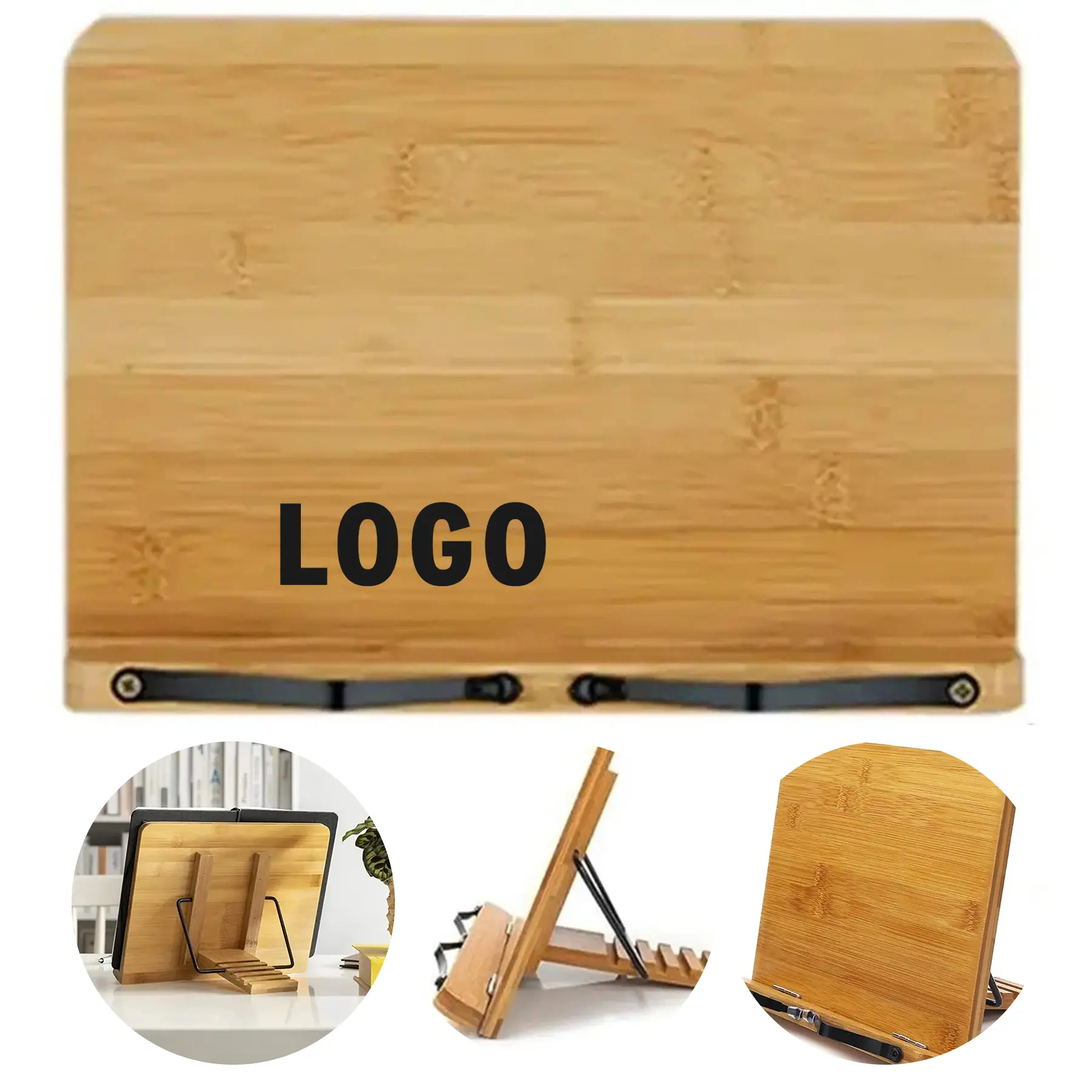 Bamboo Book Rest Foldable Adjustable Holder 2