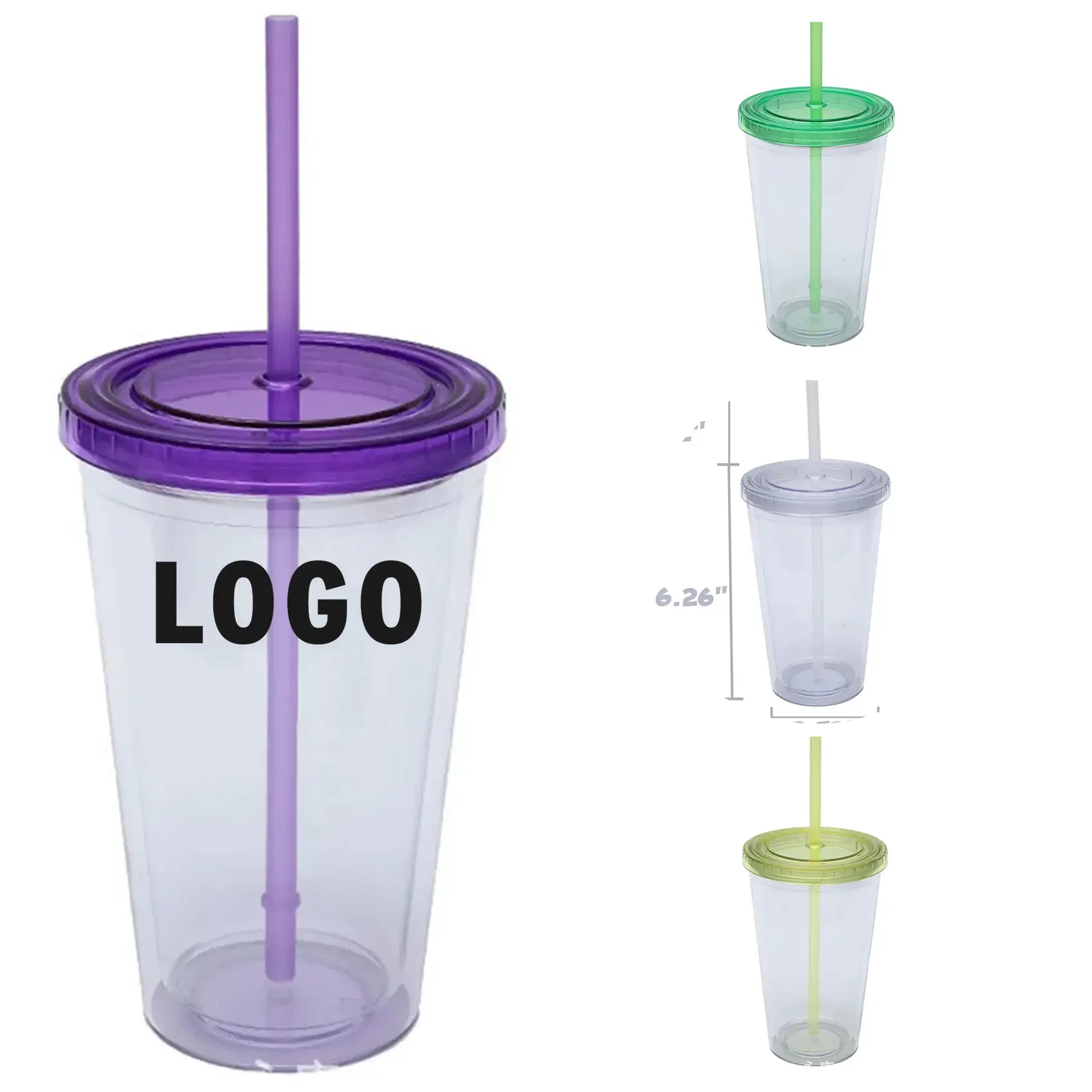 Clear Double Wall Insulated Tumbler 16oz 2