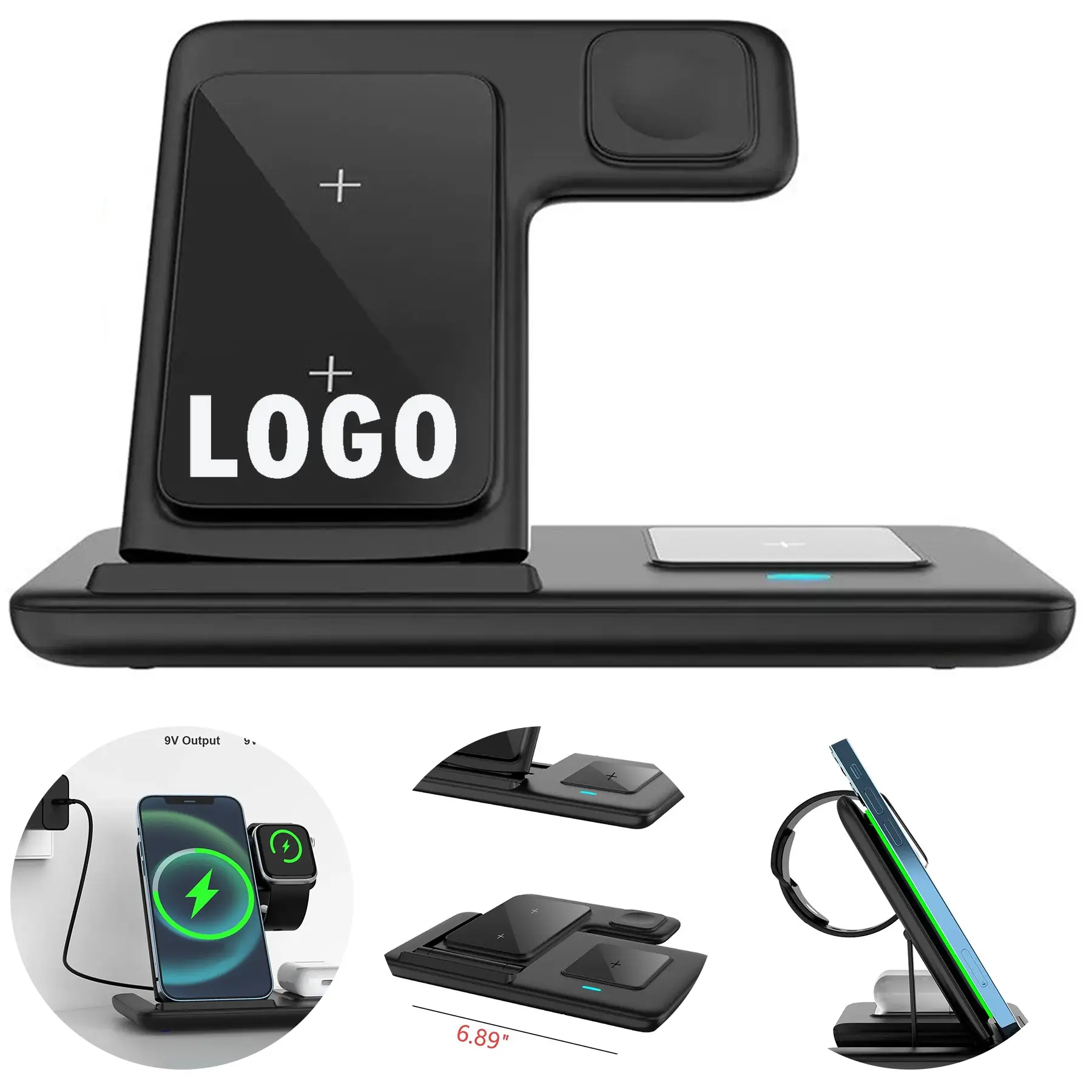 Triple Devices Wireless Charger Stand Fast Charging Dock 2