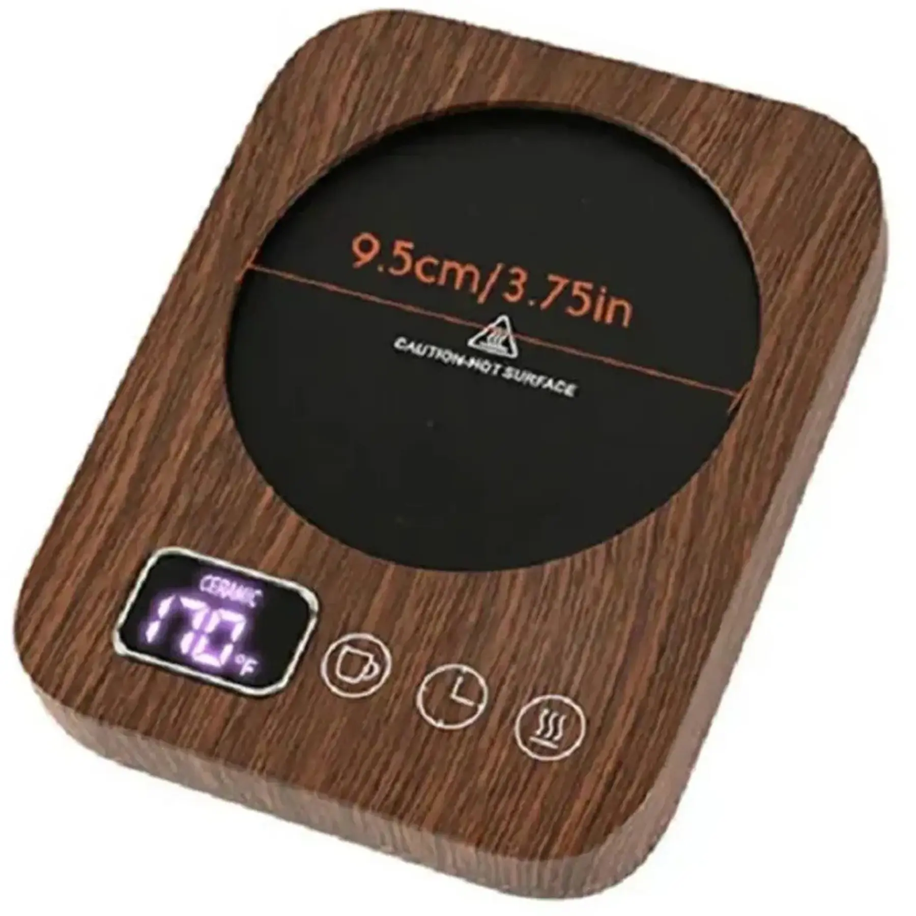 Wood Coffee Cup Heater Adjustable Temperature Timer