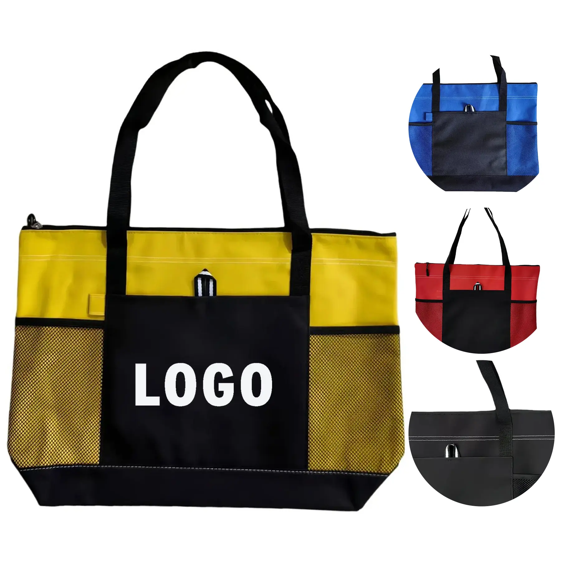 Durable Oxford Tote Bag Mesh Pockets Sturdy Handles 2