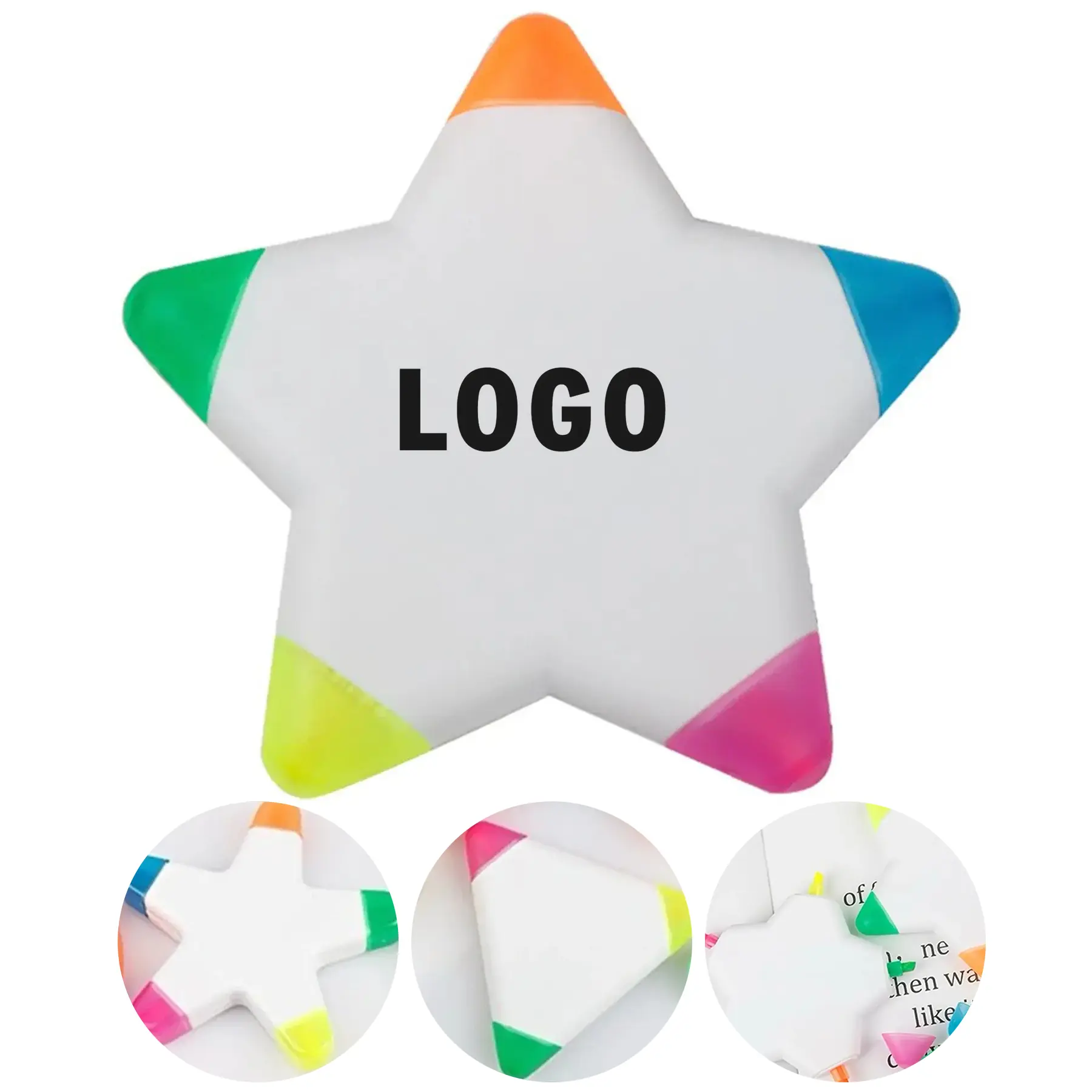Five Color Star Shaped Highlighters Bulk Custom Promotional Pens 2