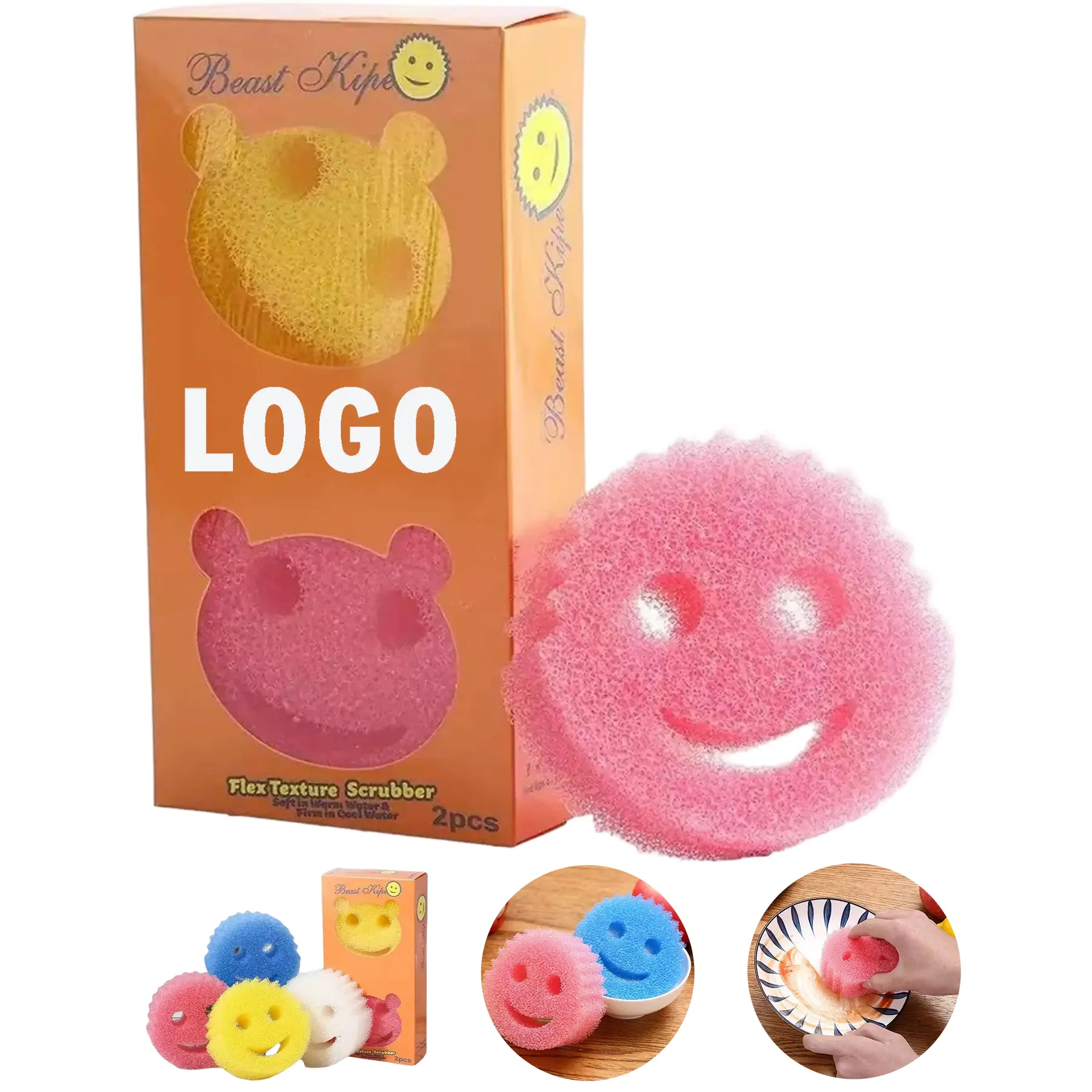 Smiley Face Kitchen Scrub Sponge 2