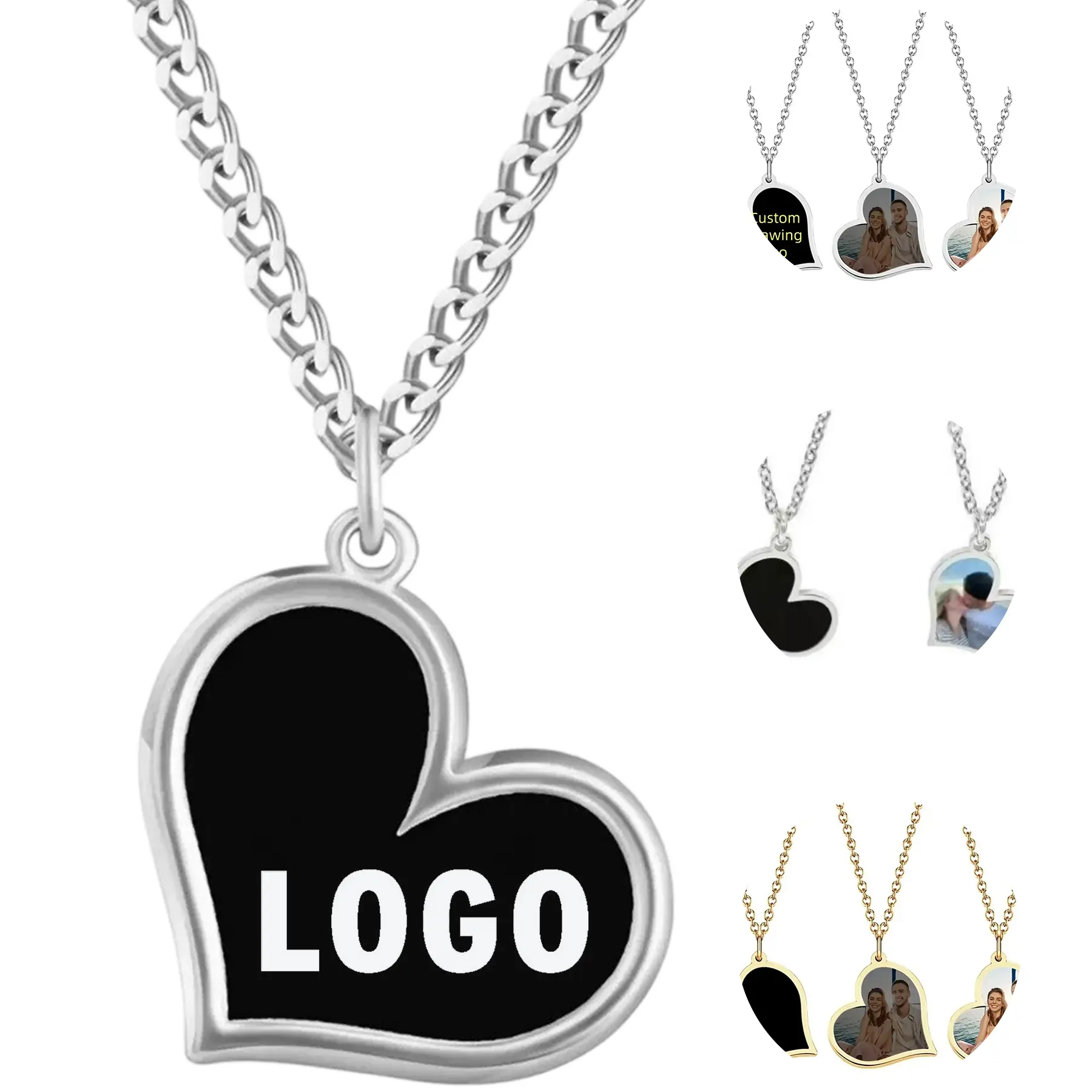 Modern Heart Pendant Stainless Steel Necklace Gift 2