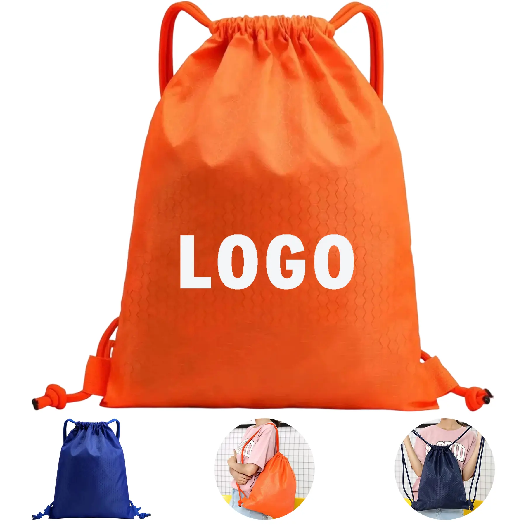 Compact Drawstring Backpack, Multiple Storage Pockets, Durable 2