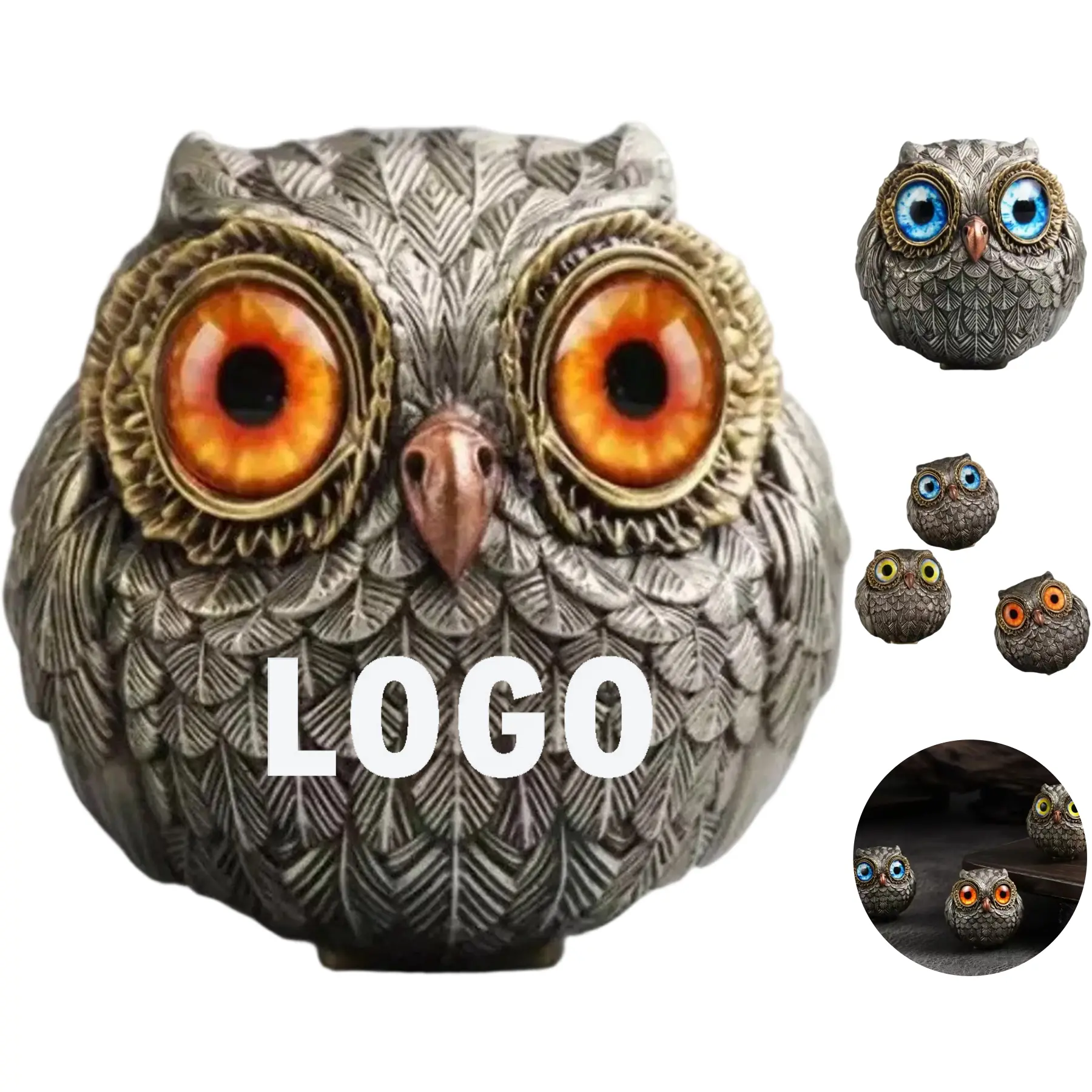 Owl Figurine Statue Handcrafted Resin Nature Home Decor 2