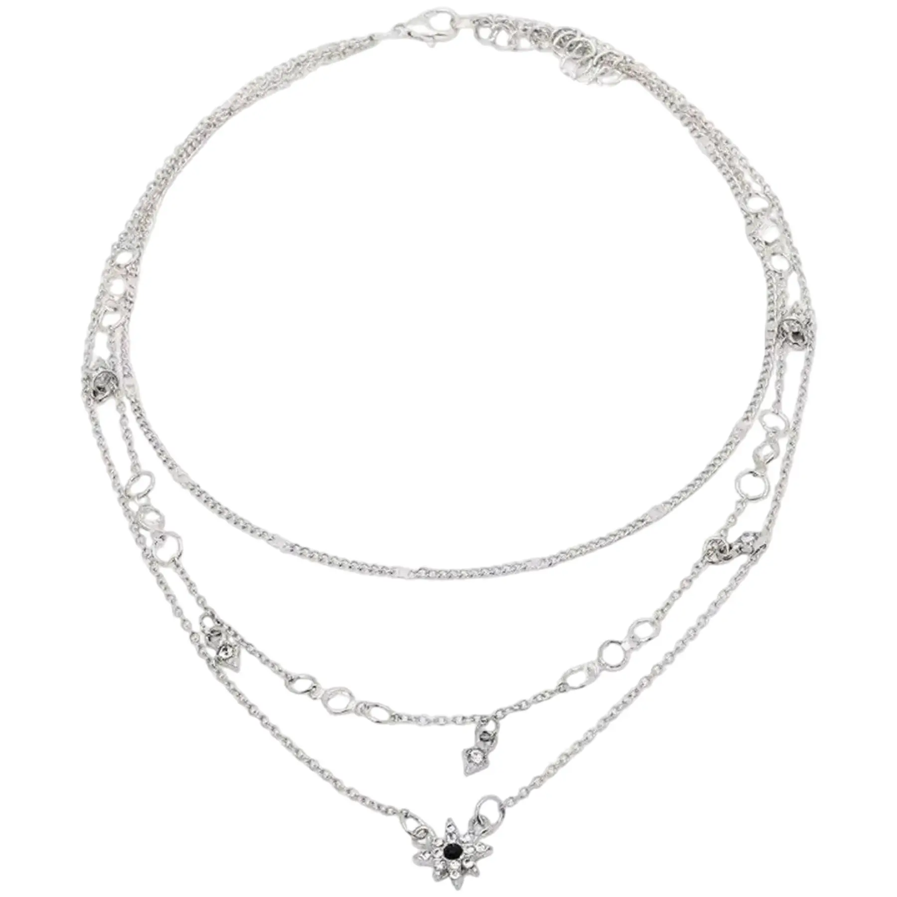 Vintage Handmade Star Pendant Necklace Triple Layer Design