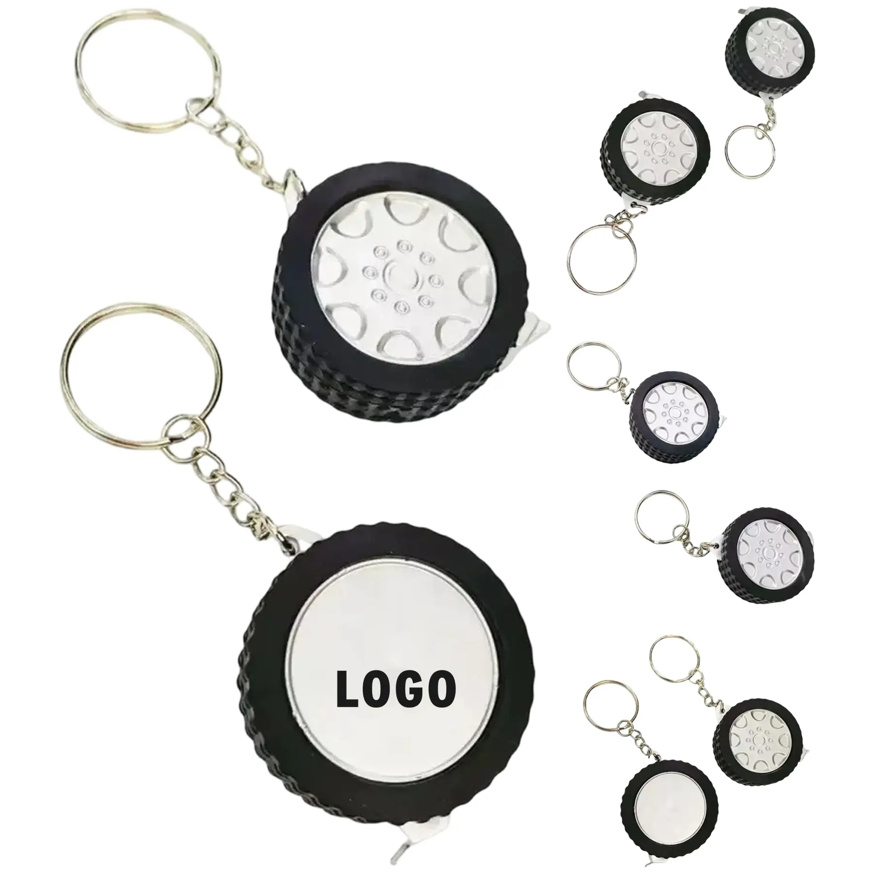 Automotive Tire Shape Retractable Tape Measure Keychain 2