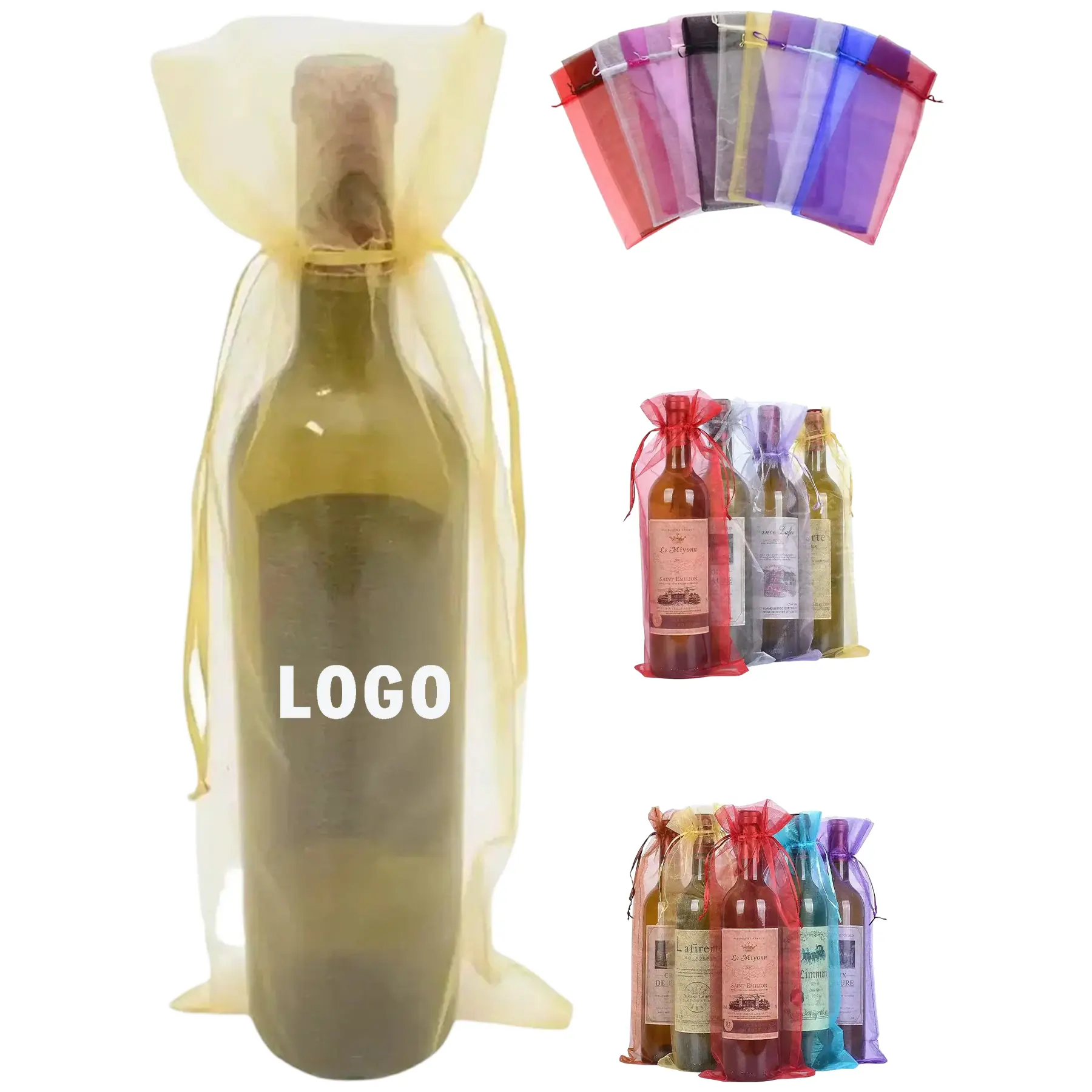 Wine Bottle Drawstring Tote Bag 2
