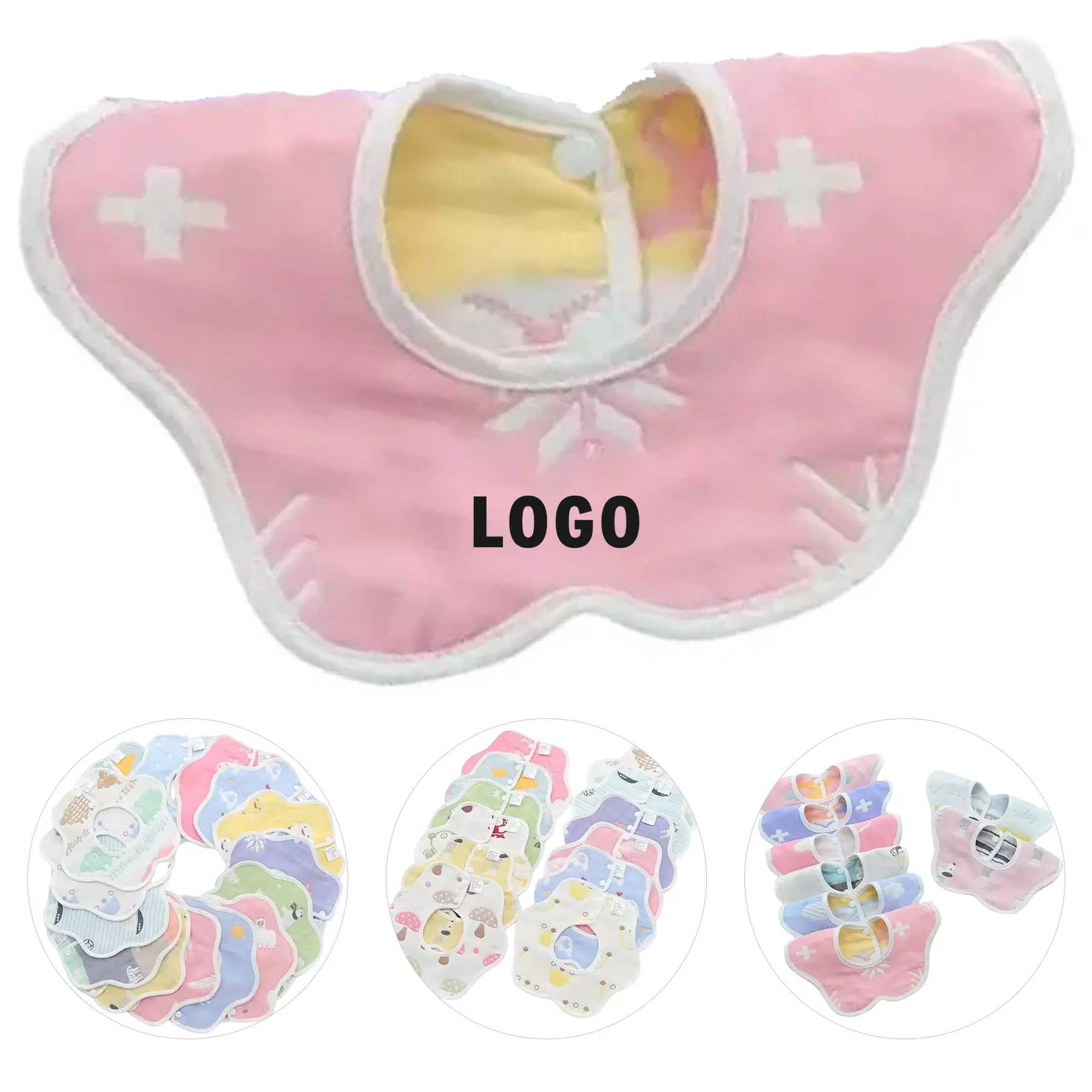 Soft Gauze Baby Bib with Adjustable Neck - Cute Patterns, Easy Clean 2