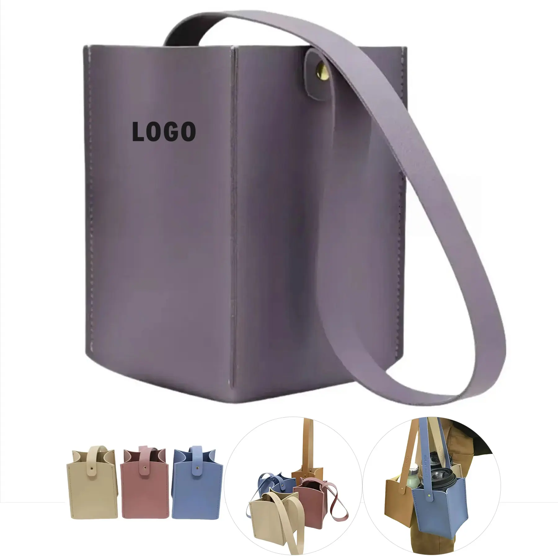 Custom Leather Beverage Sleeve Handle 2