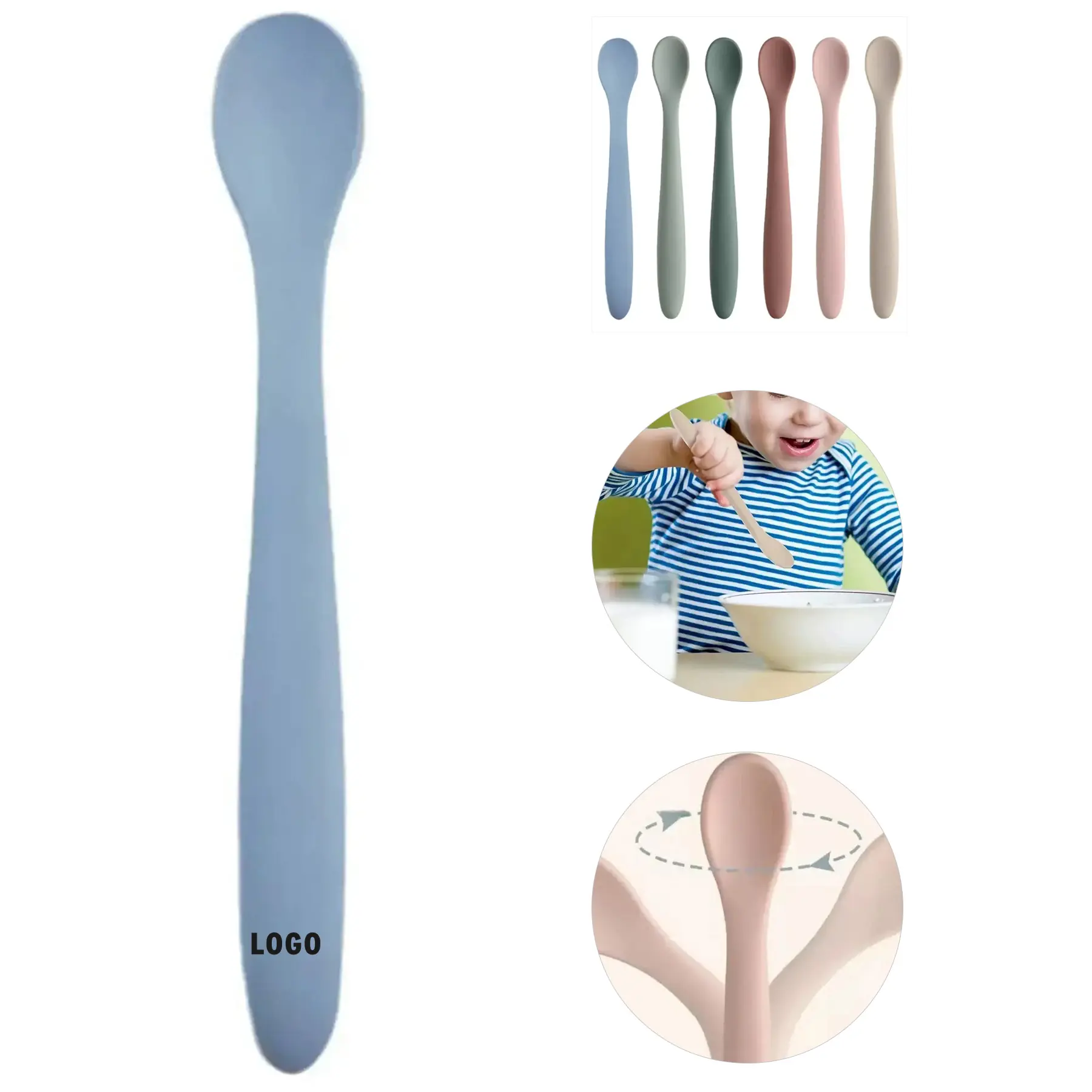 Flexible Long Handle Silicone Twisting Spoon Nonstick Kitchen Tool 2