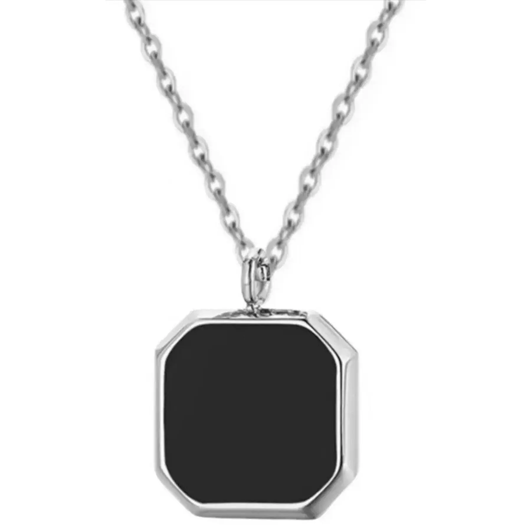 Polished Steel Pendant Necklace for Men Women