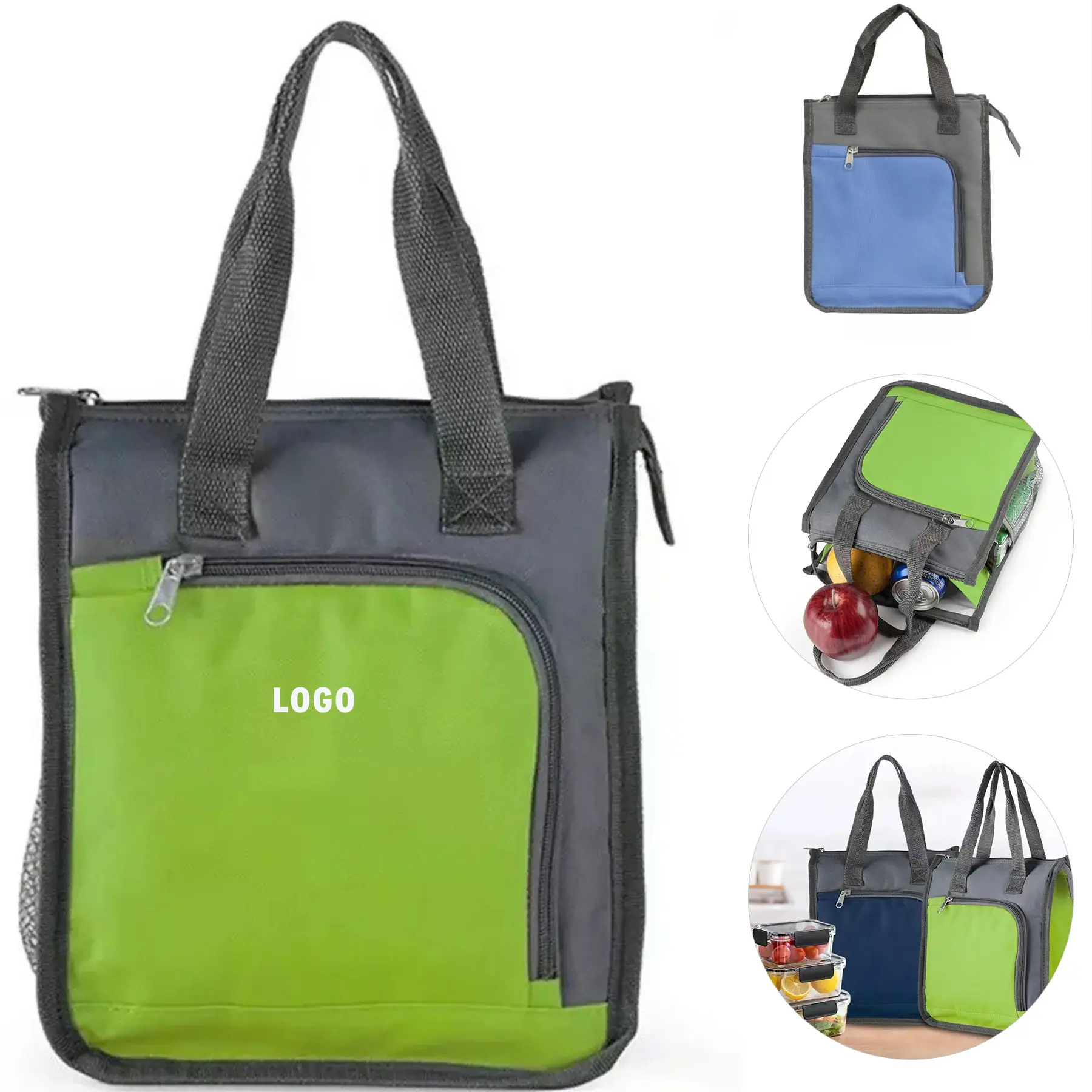 Reusable Oxford Fabric Insulated Lunch Tote with Adjustable Strap 2