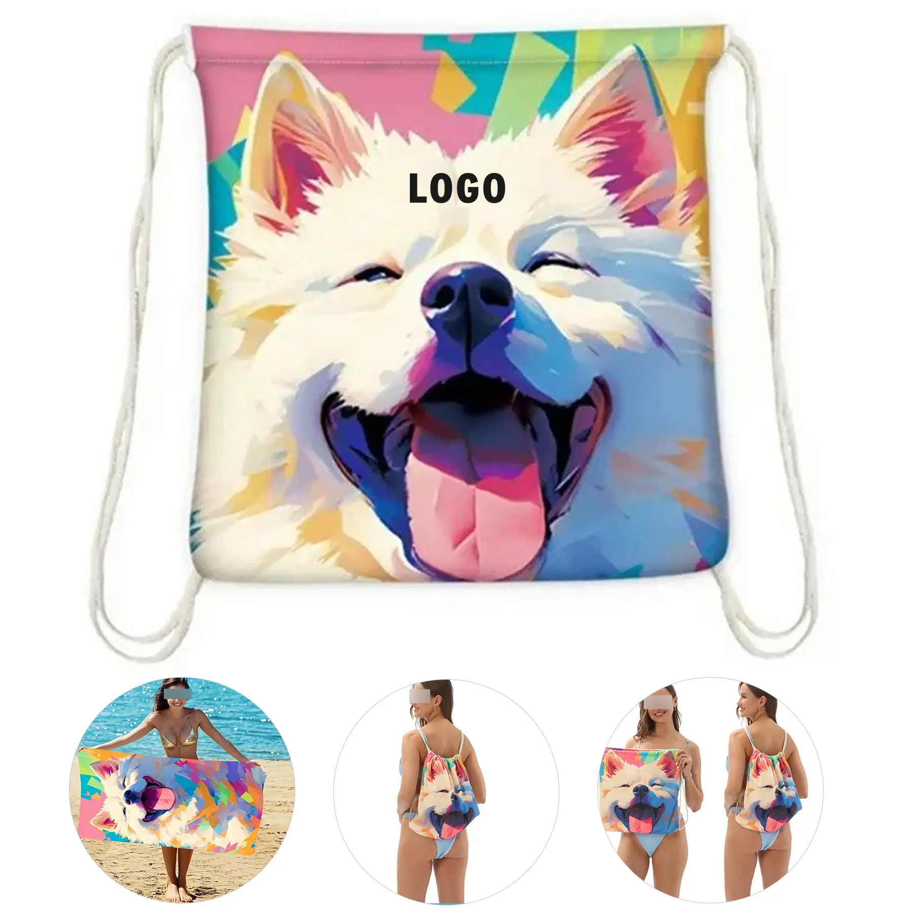 Self Storing Beach Towel Quick Dry Microfiber Pouch 2
