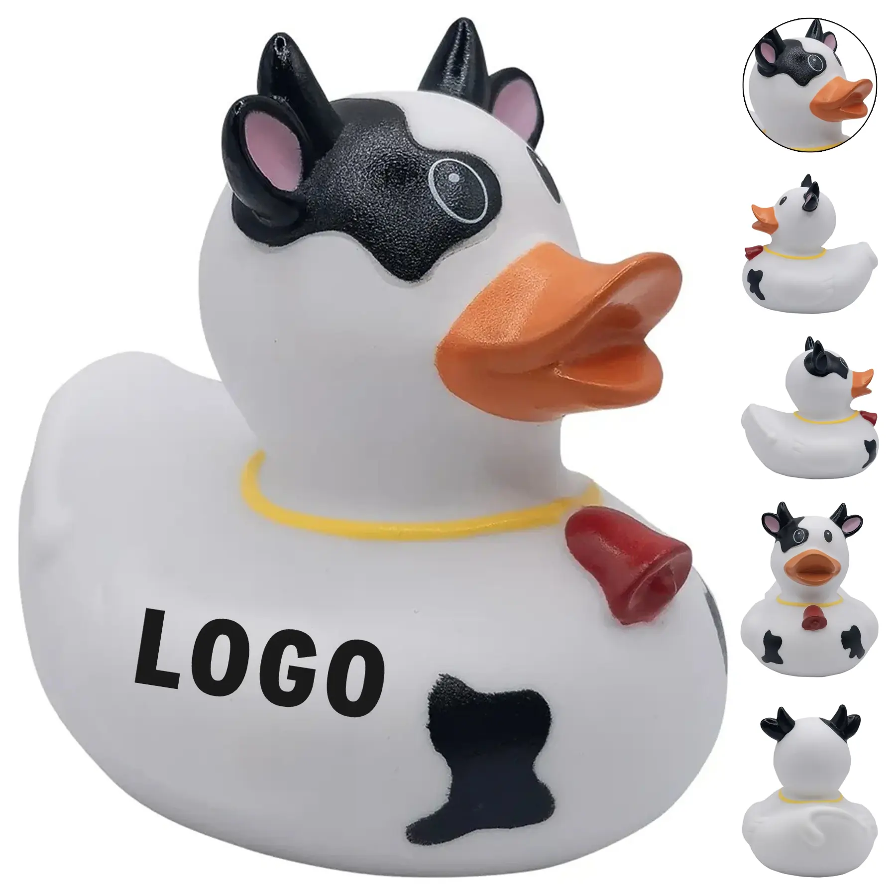 Playful Cow Print Rubber Duck Bath Toy 2