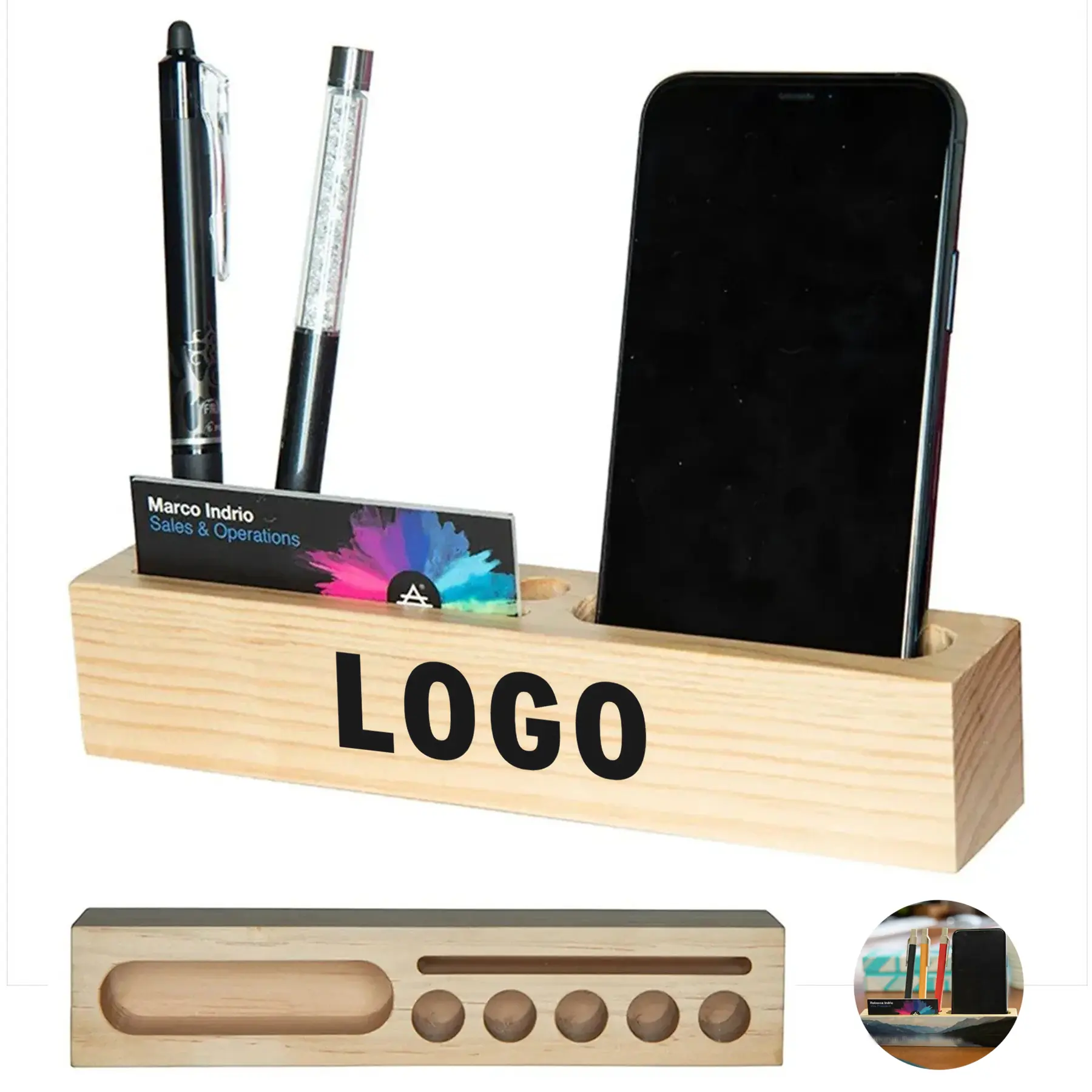 Multi-Purpose Wooden Desk Accessory Holder 2