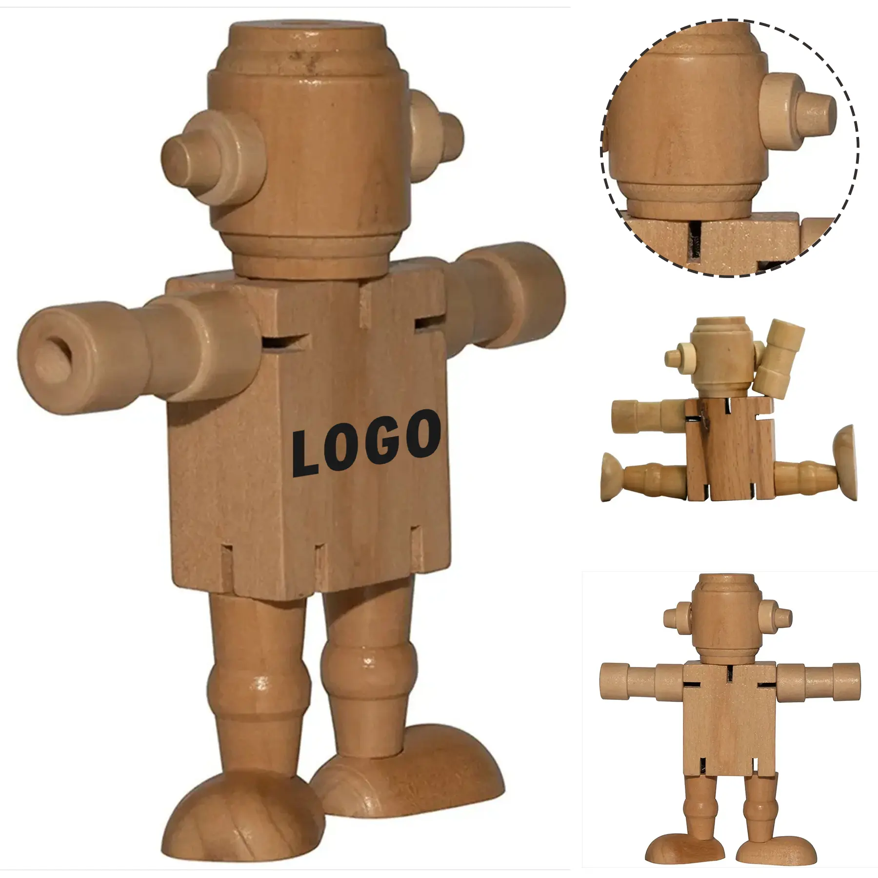 Handcrafted Wooden Robot Ornament Eco Friendly Promotional Gift 2