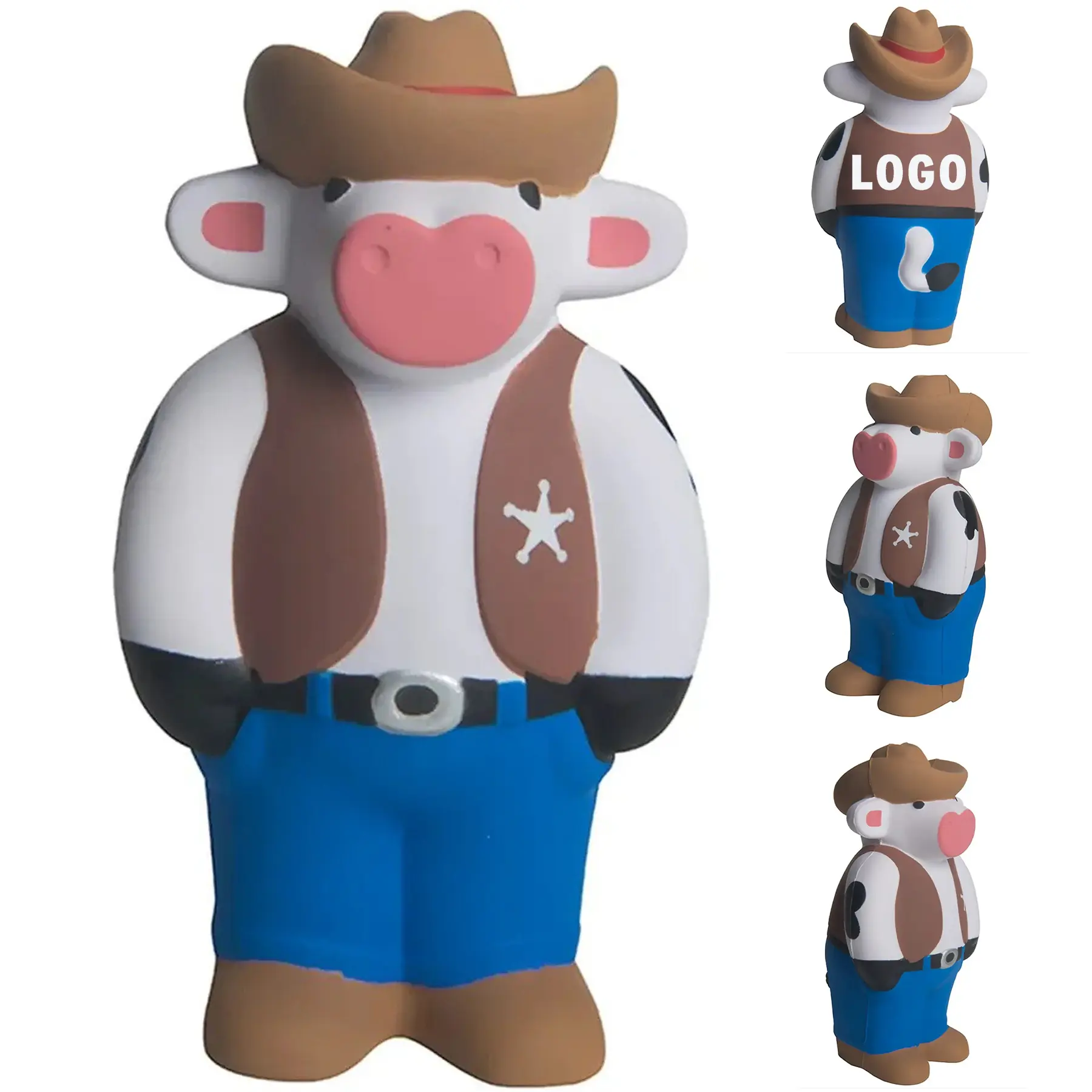 Customizable Cowboy Cow Squeeze Toy for Promotions 2