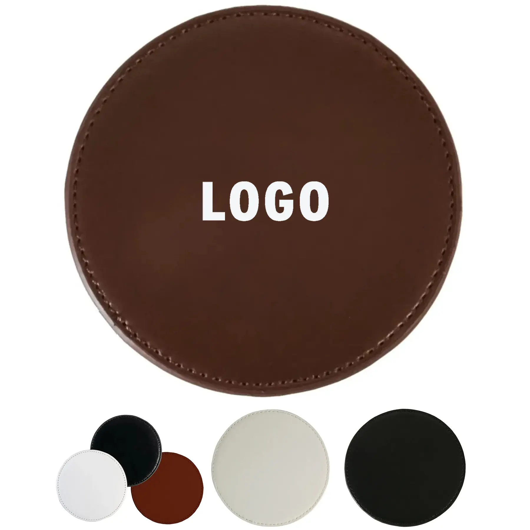 Elegant Faux Leather Disc Coasters 4 Pack 2