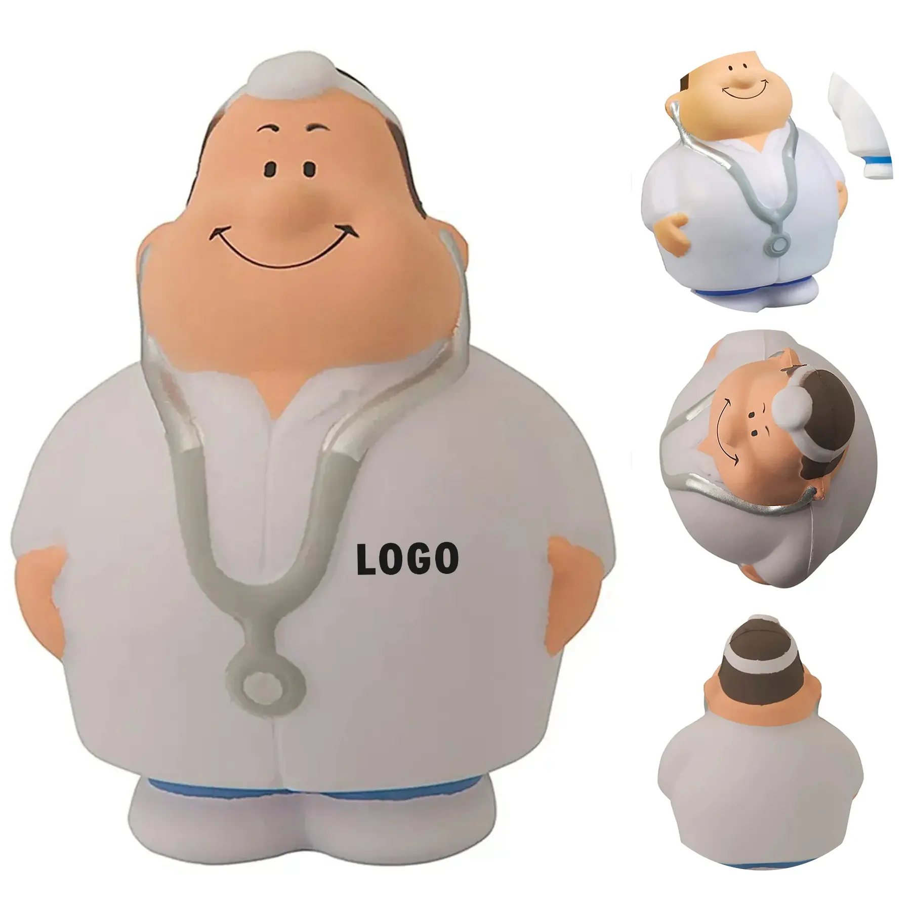 Custom Printed Doctor Shape Stress Ball Toy for Medical Professionals 2
