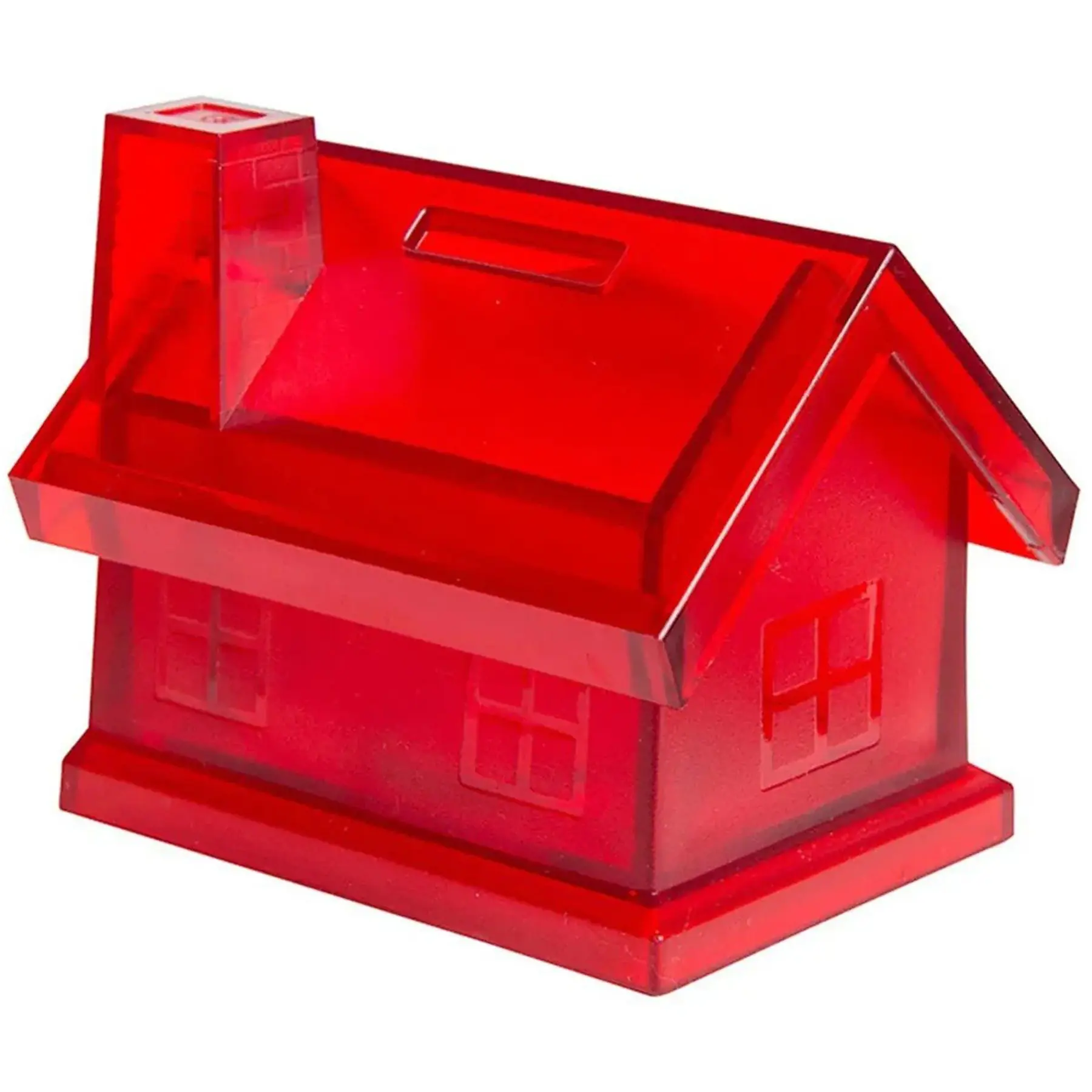 Red Translucent House Coin Bank