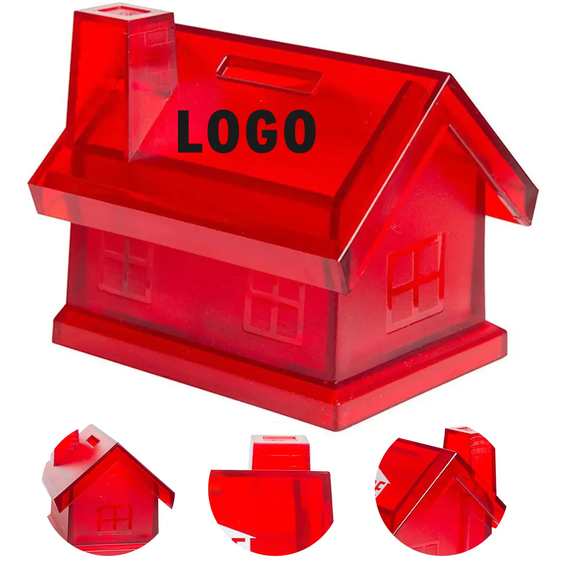 Red Translucent House Coin Bank 2