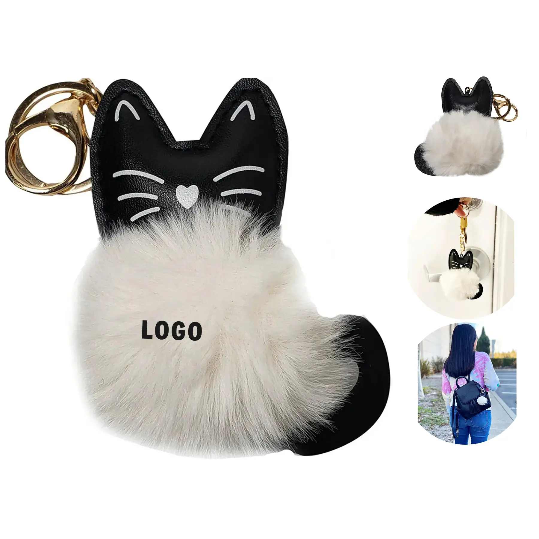 Adorable Furry Cat Keychain Charm for Bags and Backpacks 2
