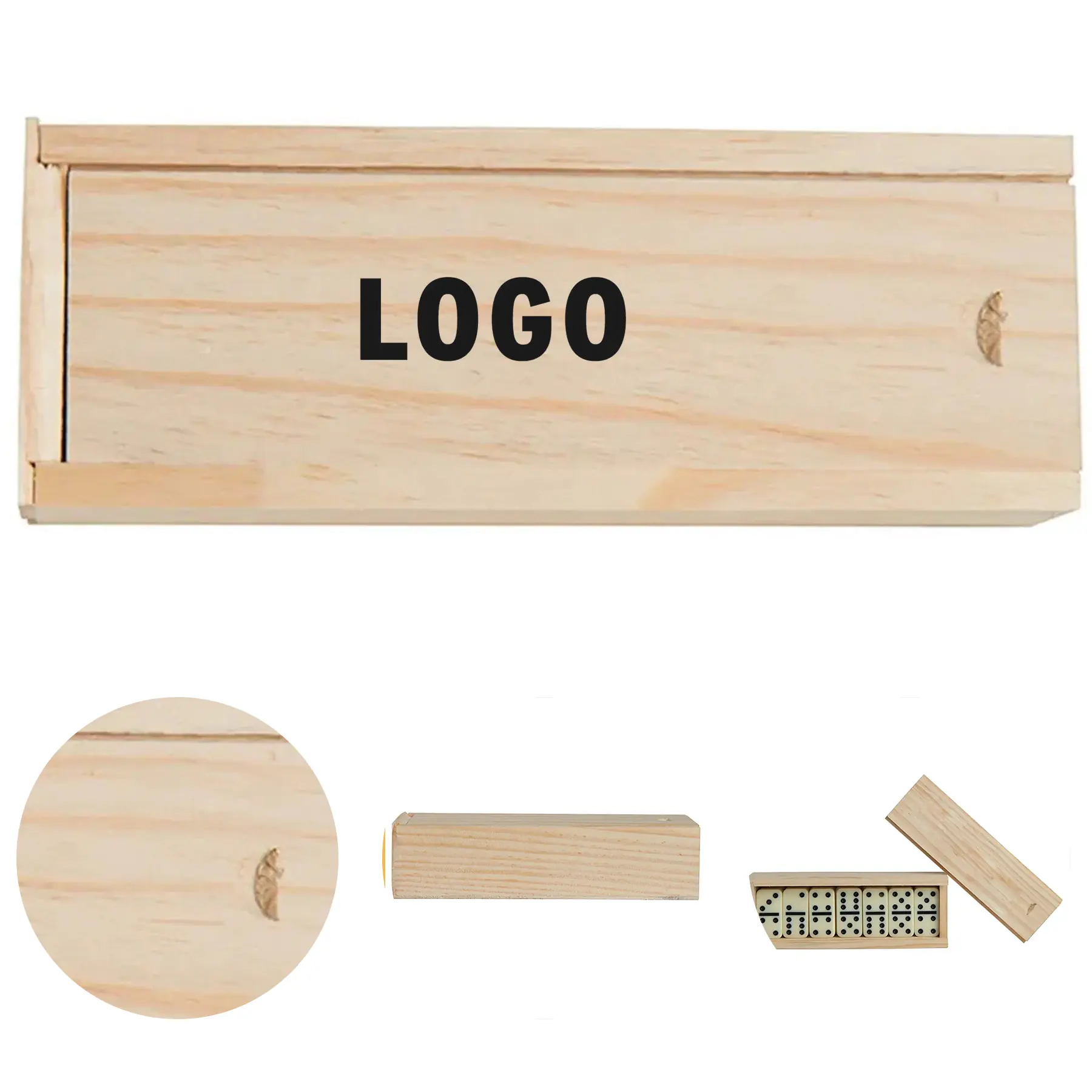 Custom Logo Wooden Domino Set in Gift Box 2