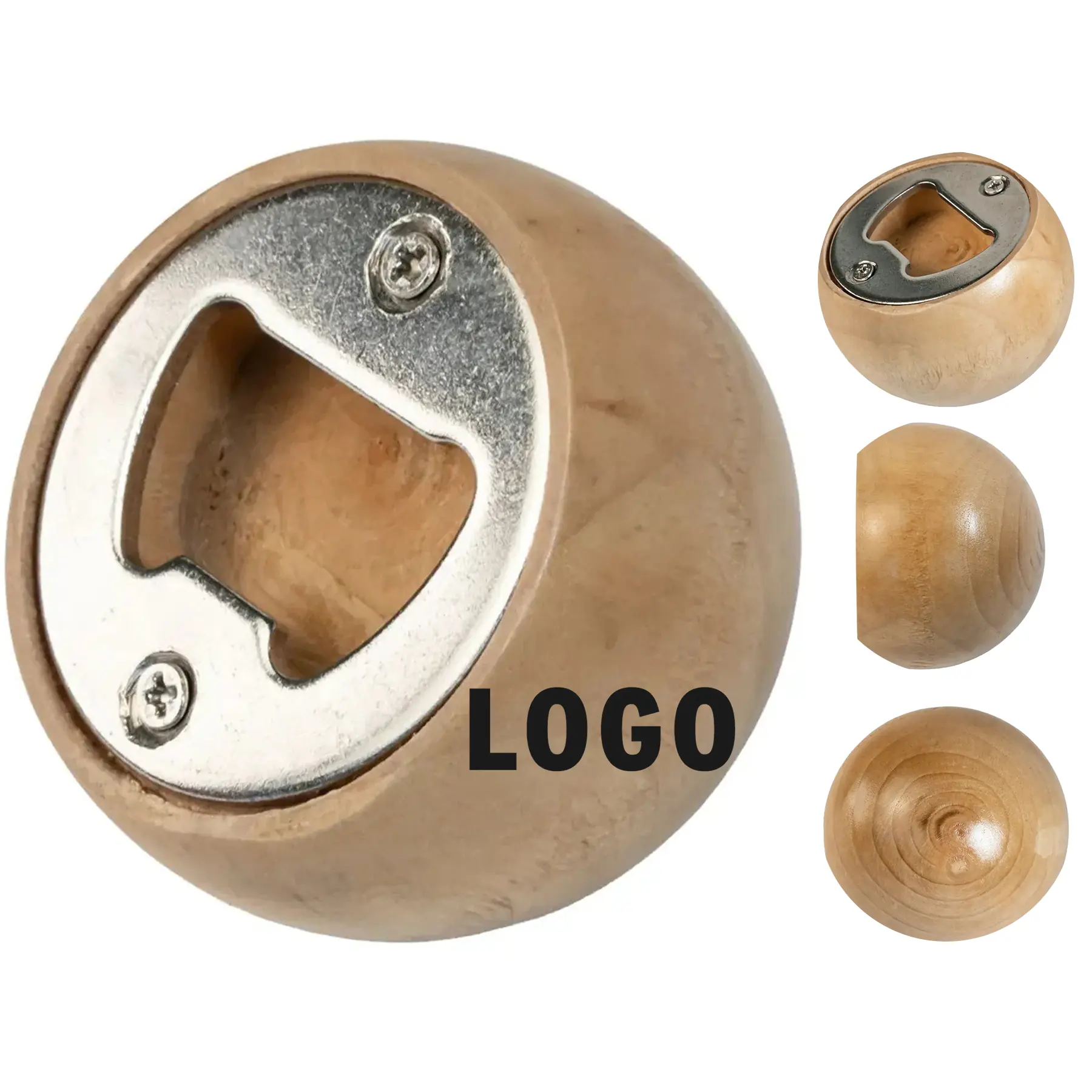 Custom Engraved Round Wooden Beverage Opener 2