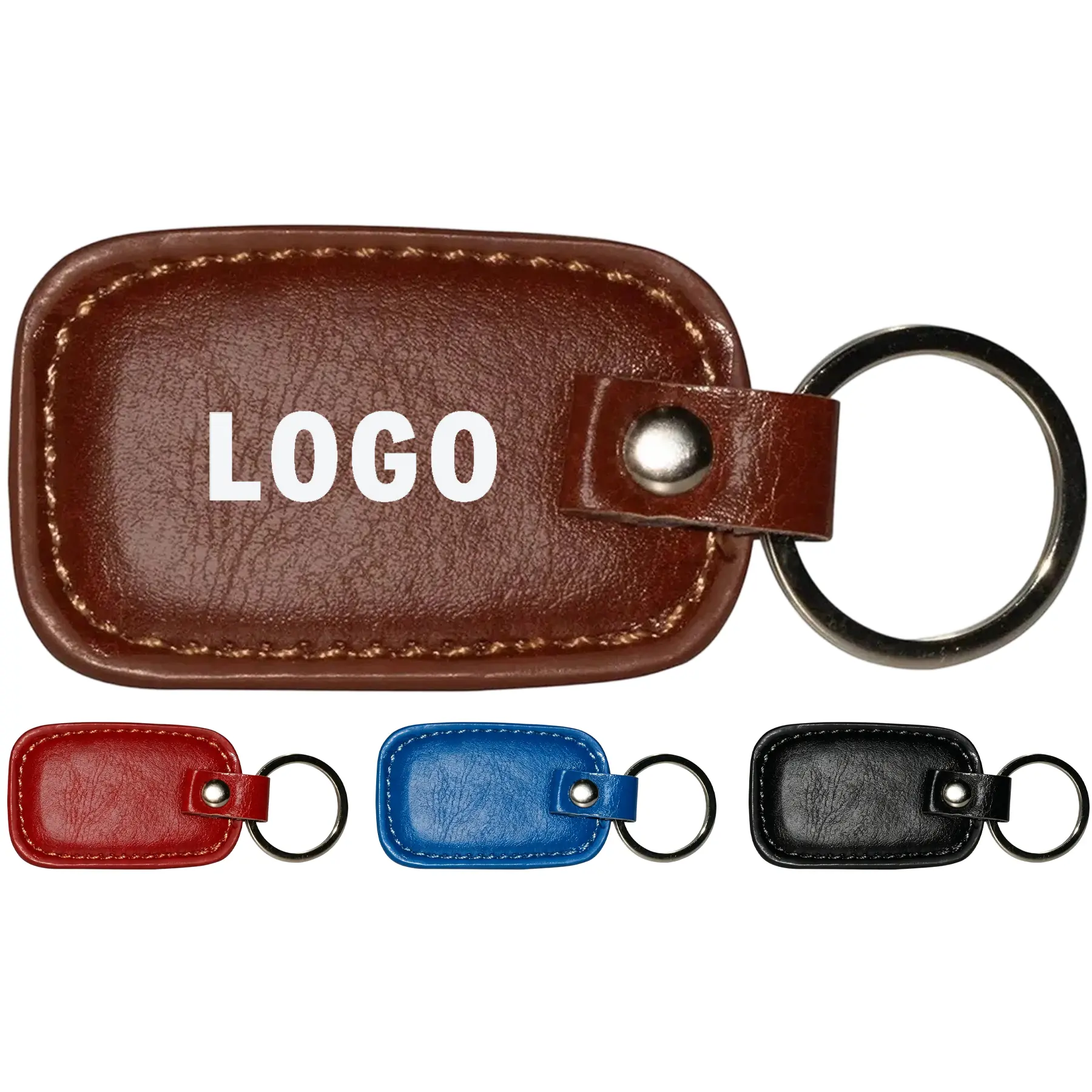 Faux Leather Rectangle Keychain 2